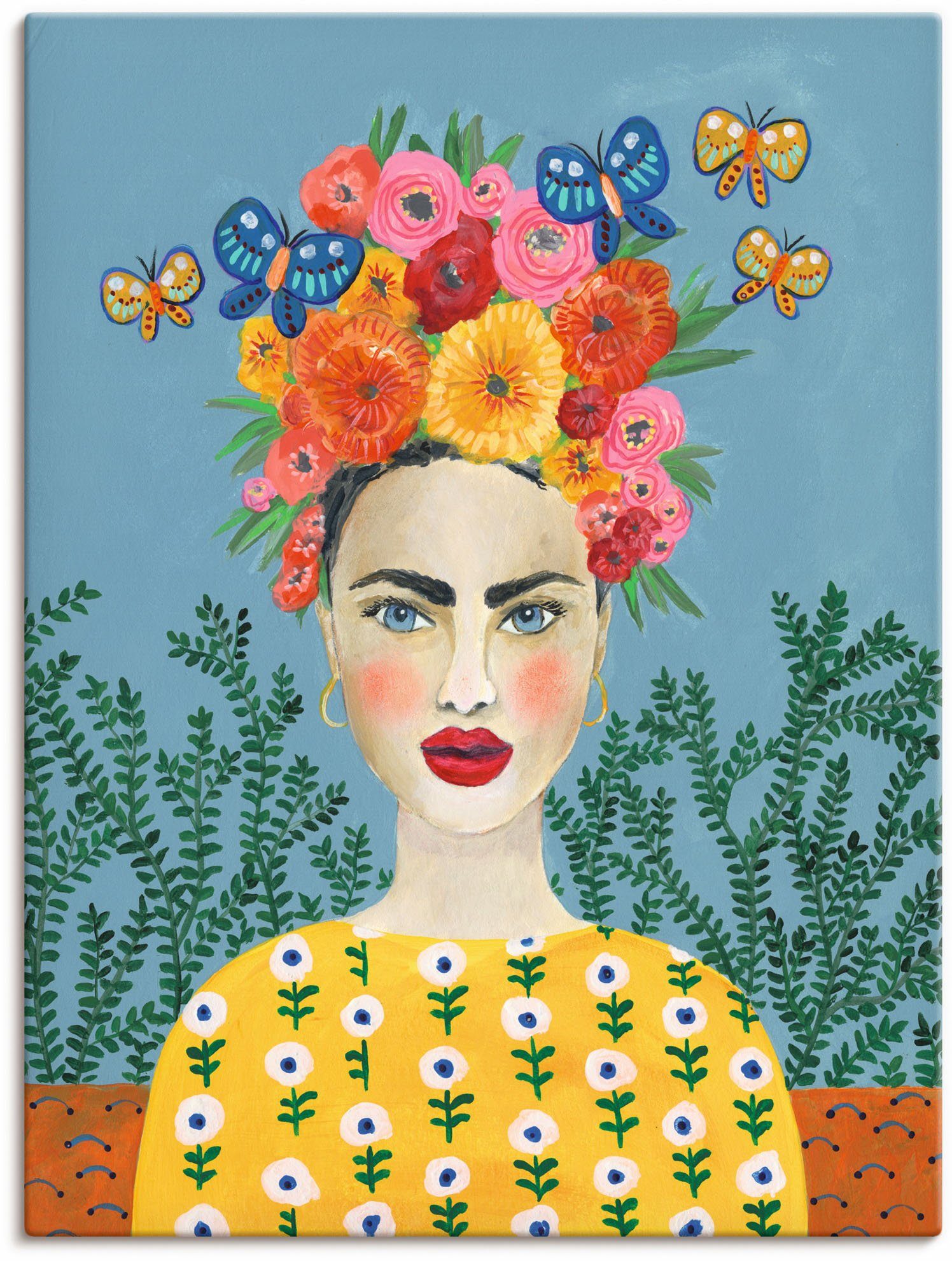 Artland Leinwandbild Frida-Kopfschmuck I, Bilder von Frauen (1 St), auf Holzrahmen gespannt