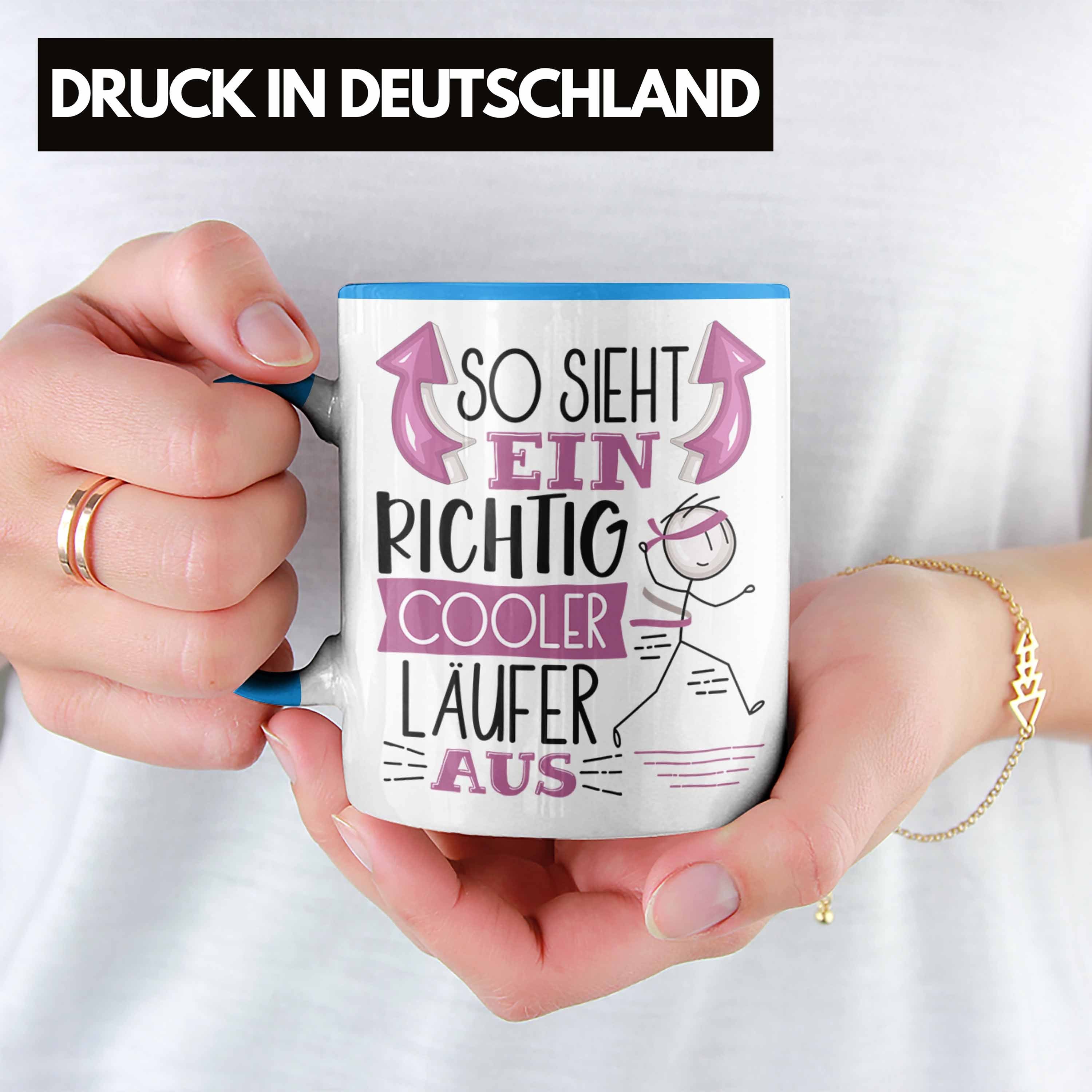 Cooler Jogger Jogger Trendation RIchtig So Geschenk Sieht Tasse Tasse Läufer Läufer Blau Ein