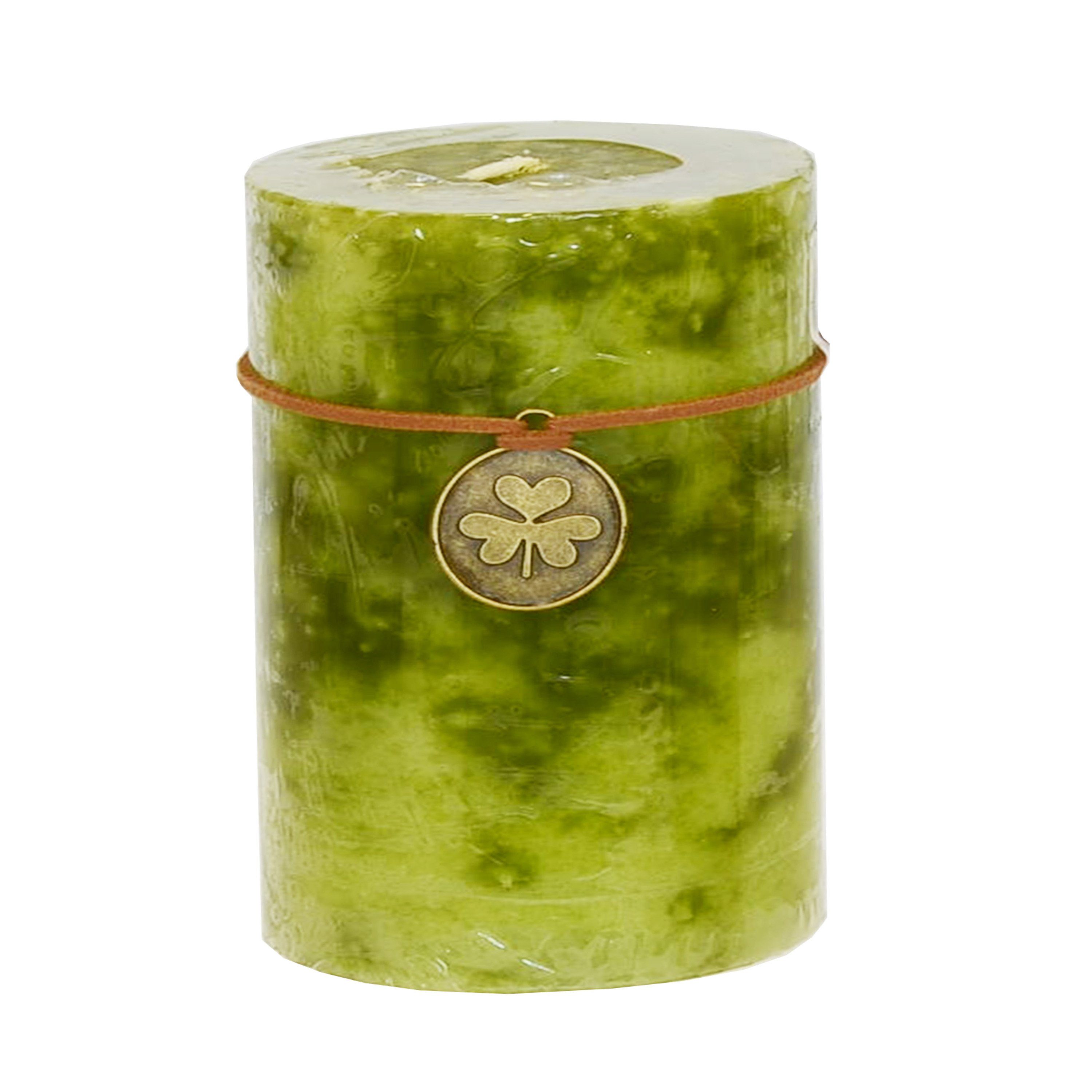 B&S Stumpenkerze Trendkerze durchgefärbt marmoriert olive günstig online kaufen