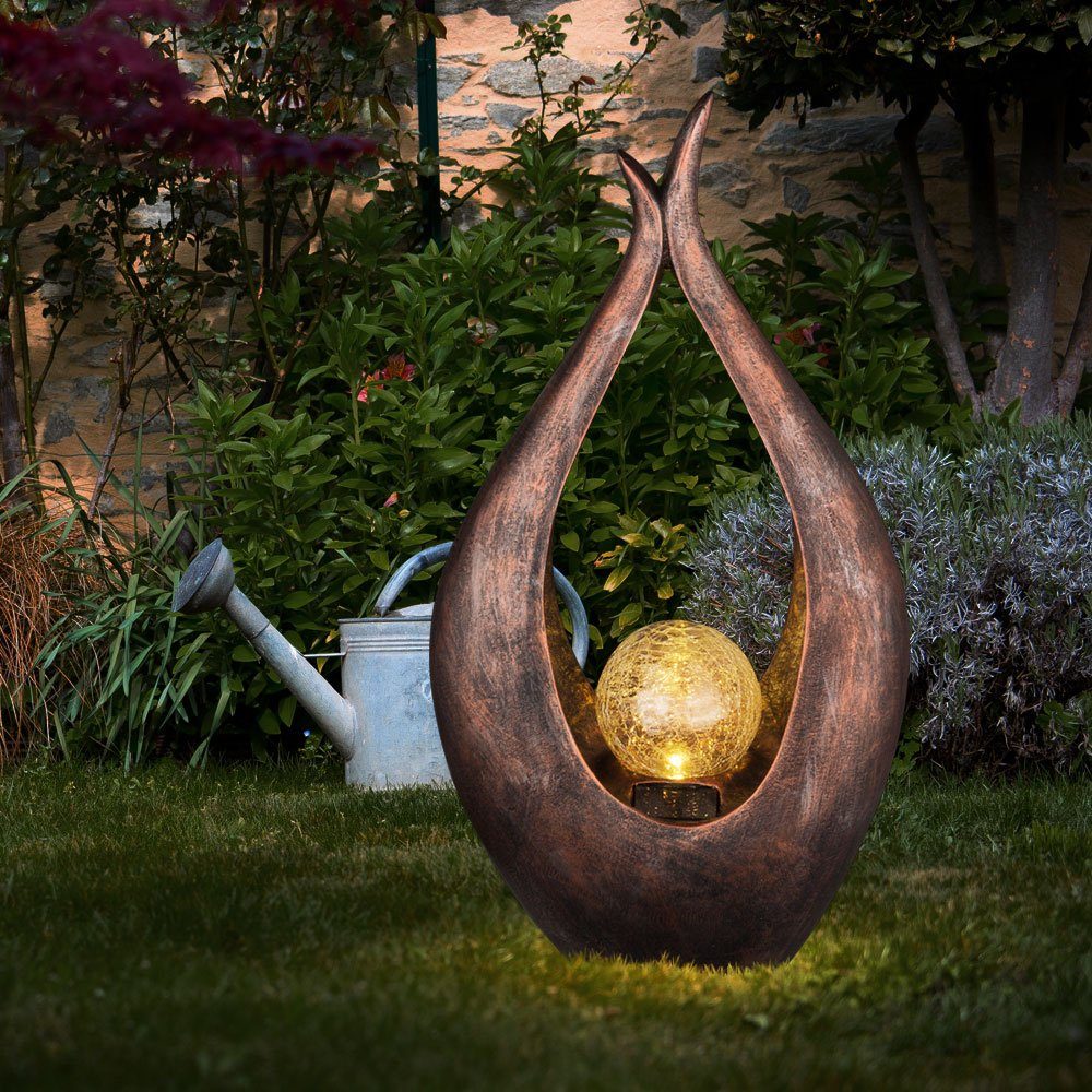 Globo LED bronze LED Gartendeko verbaut, Solarlampe Skulptur H47,5cm Außenlampe LED-Leuchtmittel Solarleuchte, fest Glaskugel