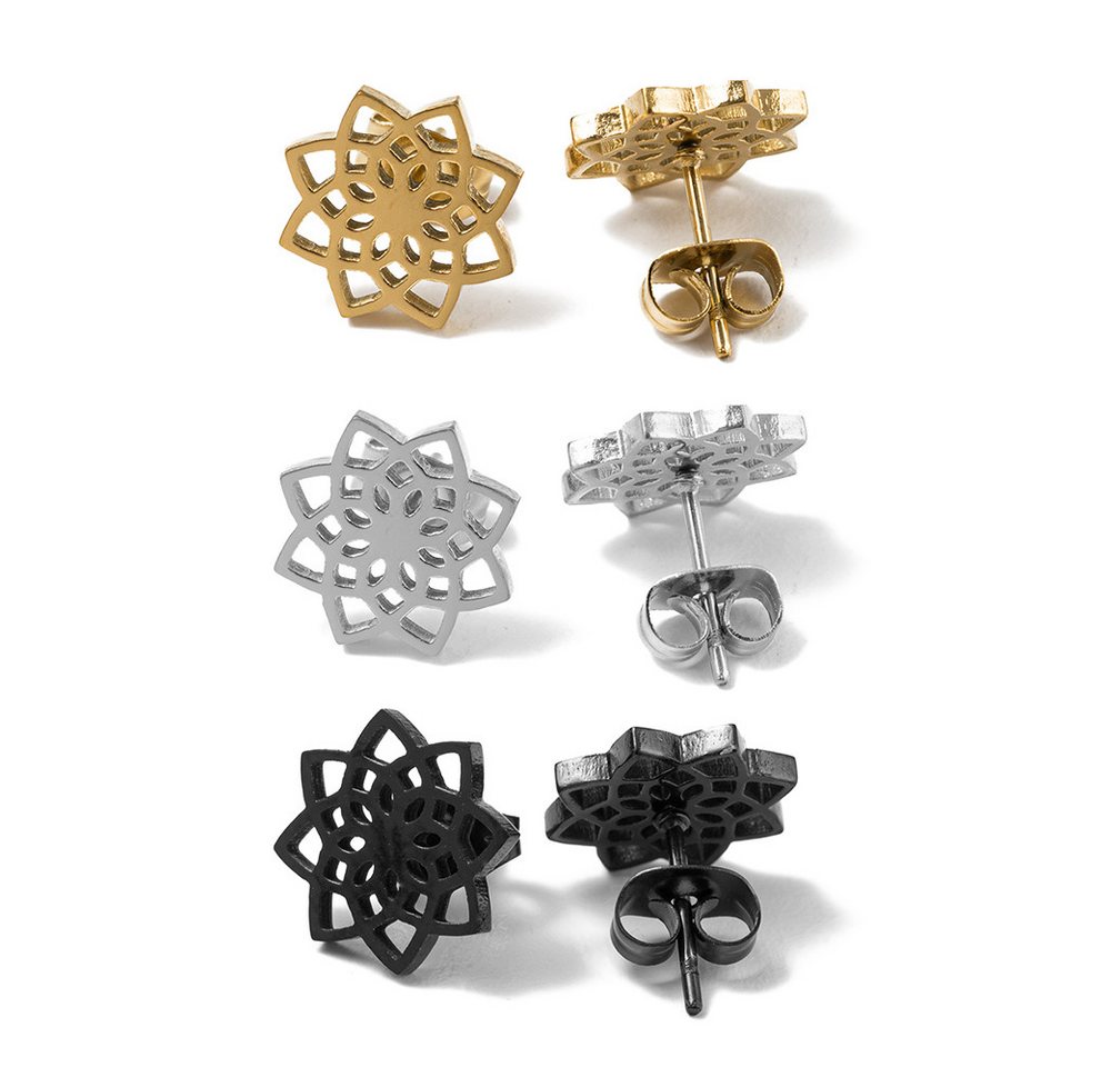 Firetti Ohrstecker-Set Multipack Schmuck Geschenk Edelstahl Ohrschmuck Ohrringe Blumen (Set, 6-tlg), Made in Germany