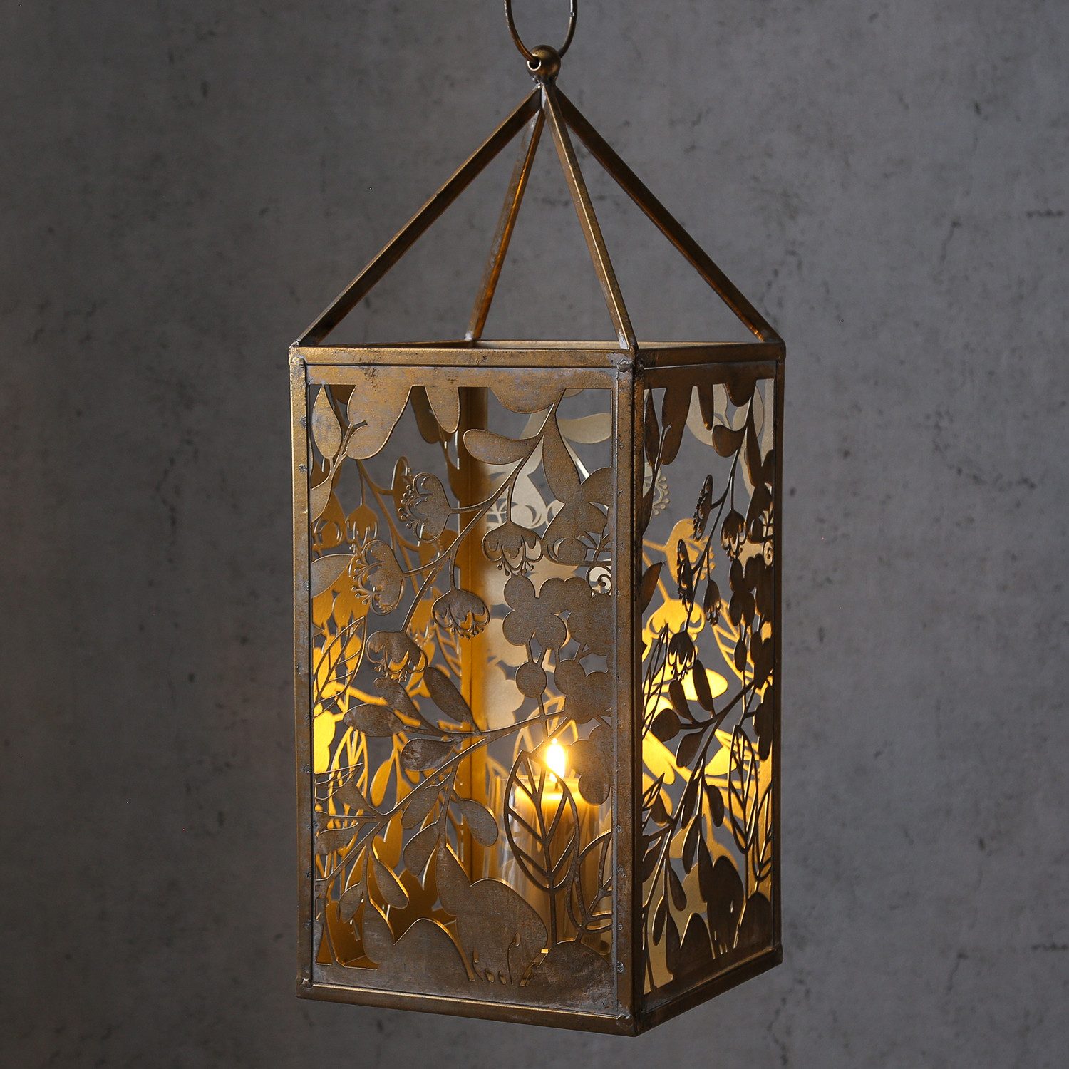 MARELIDA Laterne Laterne Wildrose Windlicht Kerzenhalter Metall Blumenmotiv H: 55cm (1-St)