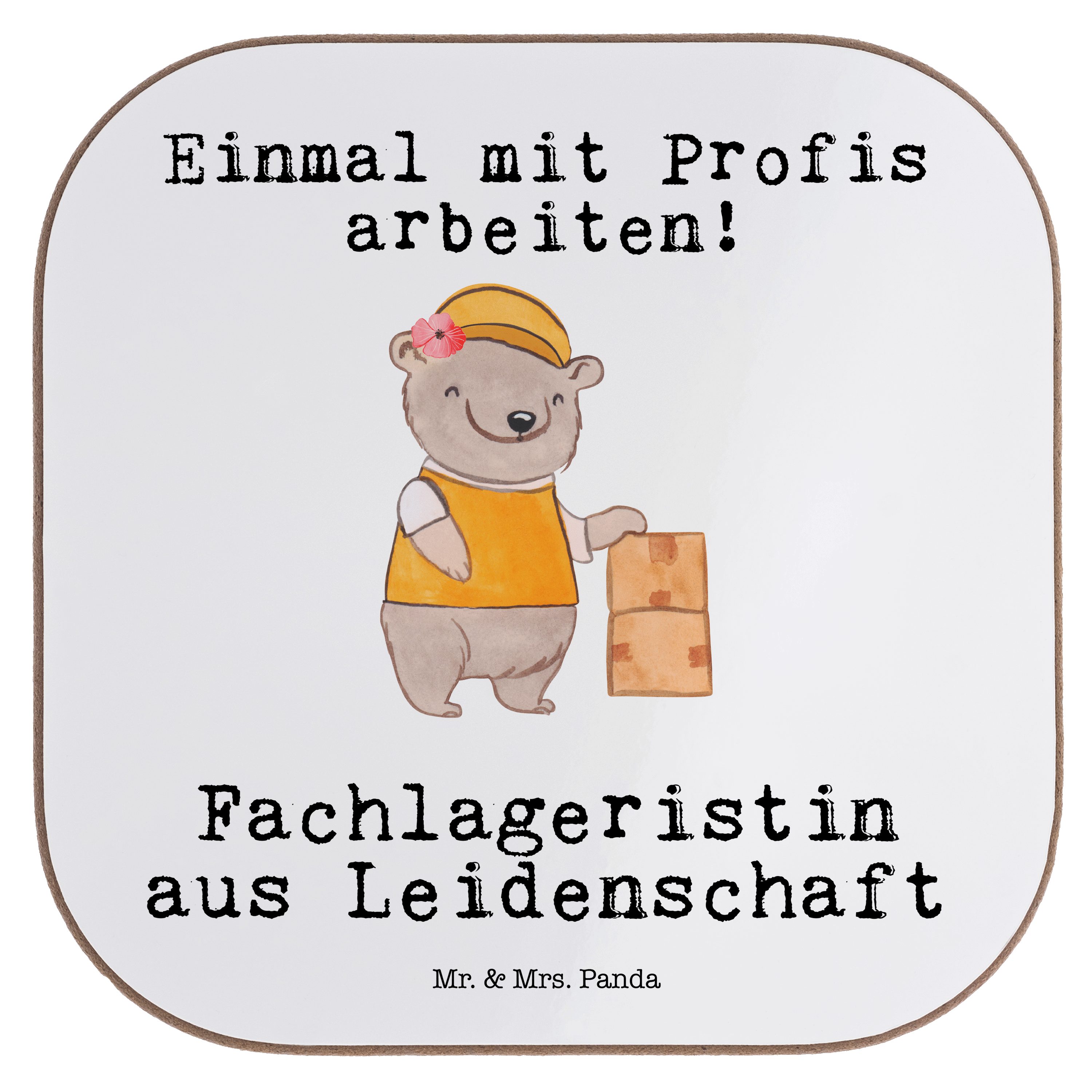 Mr. & Mrs. Abschied, - Getränkeuntersetzer Geschenk, Schenken, Weiß - Fachlageristin 1-tlg. aus Panda Leidenschaft