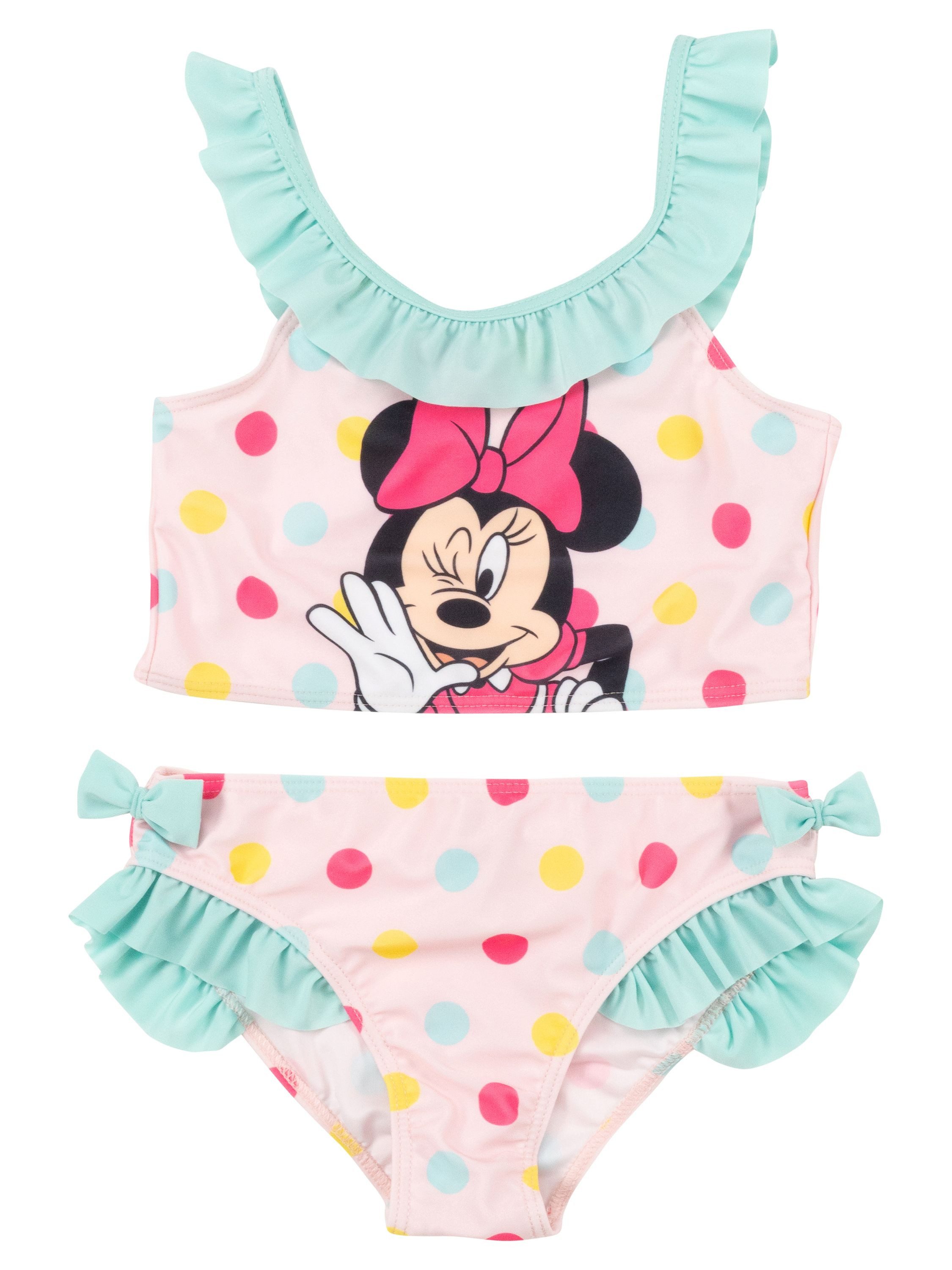 Bustier-Bikini Disney Minnie Mouse Bikini mit Rüschen Zweiteiler Schwimmanzug