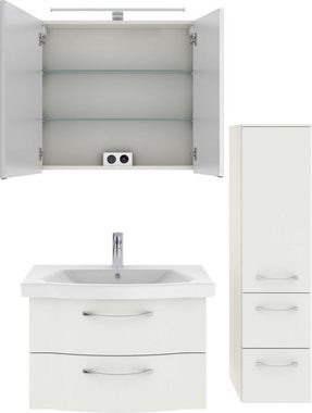 Saphir Badmöbel-Set 6005 Sprint 3-teilig, Keramik-Waschtisch mit LED-Spiegelschrank, (4-St), Midischrank, inkl. Türdämpfer, 3 Türen, 4 Schubladen, Bad-Set