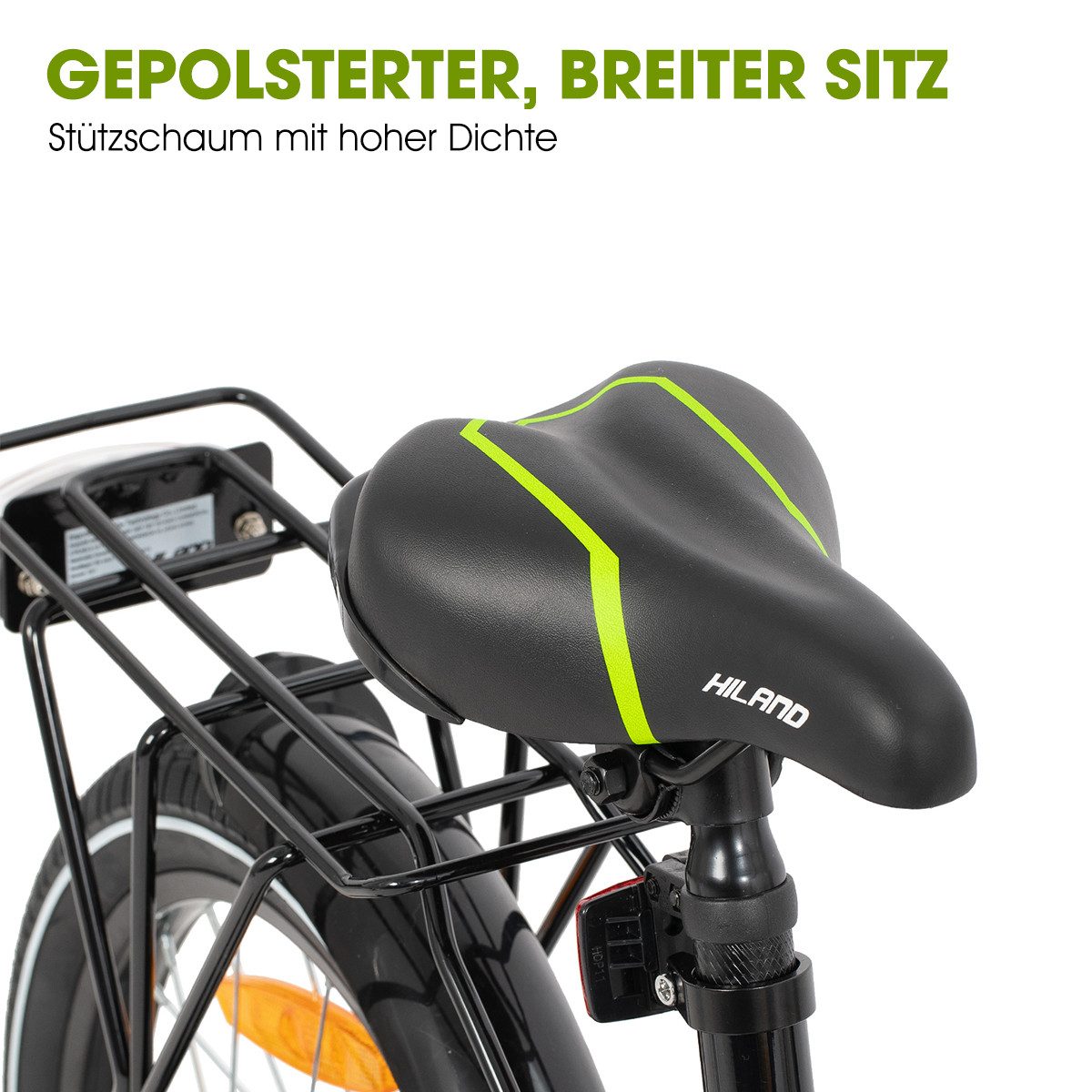 HILAND Sentry 16/18 inch children's bicycle for boys and children from 4, 5, 6 years old, 1 speed, with rear seat/luggage rack, training wheels, and handbrake