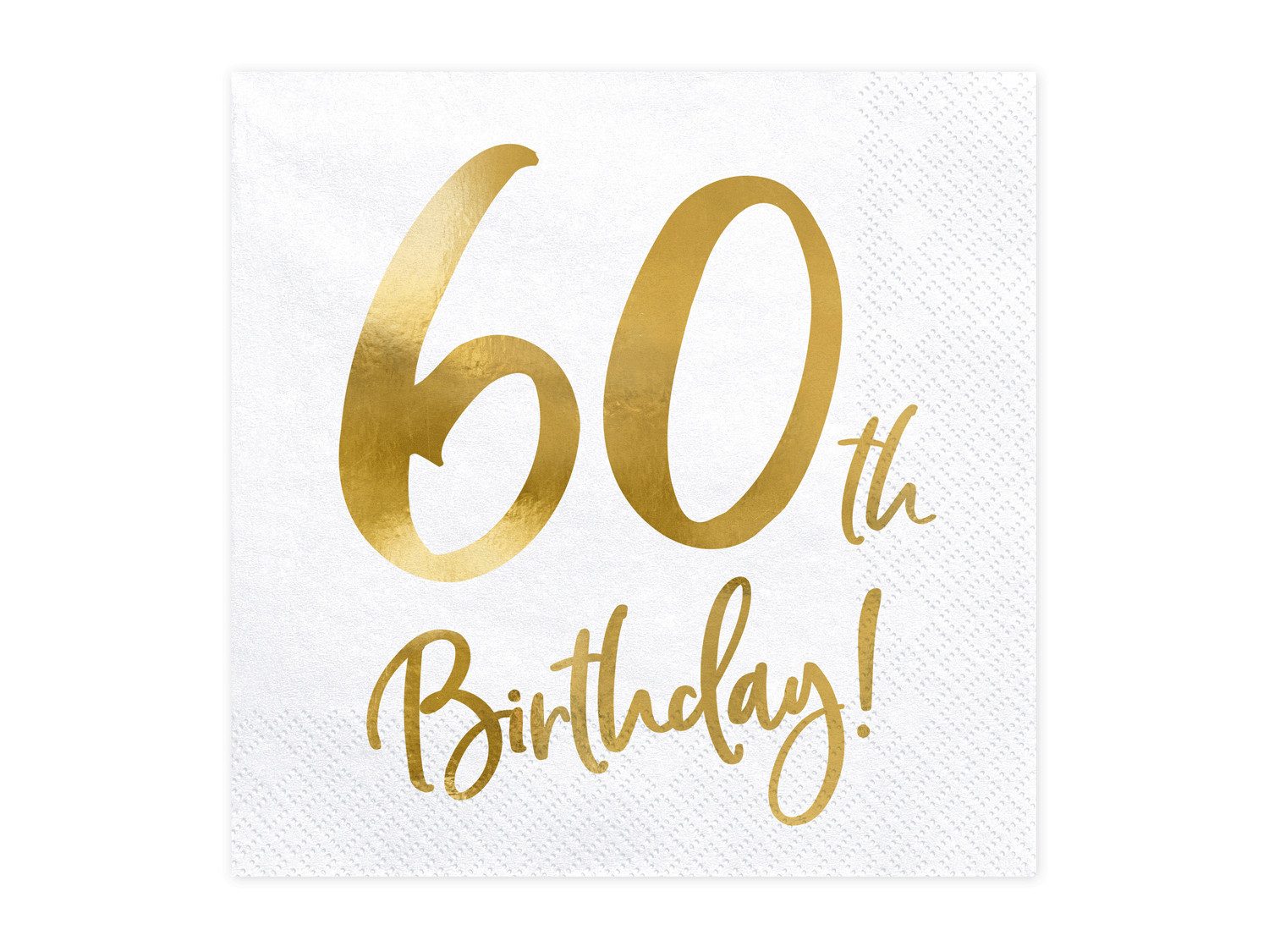 partydeco Papierserviette, Servietten 60. Geburtstag 33x33cm 20 Stück, weiß / gold