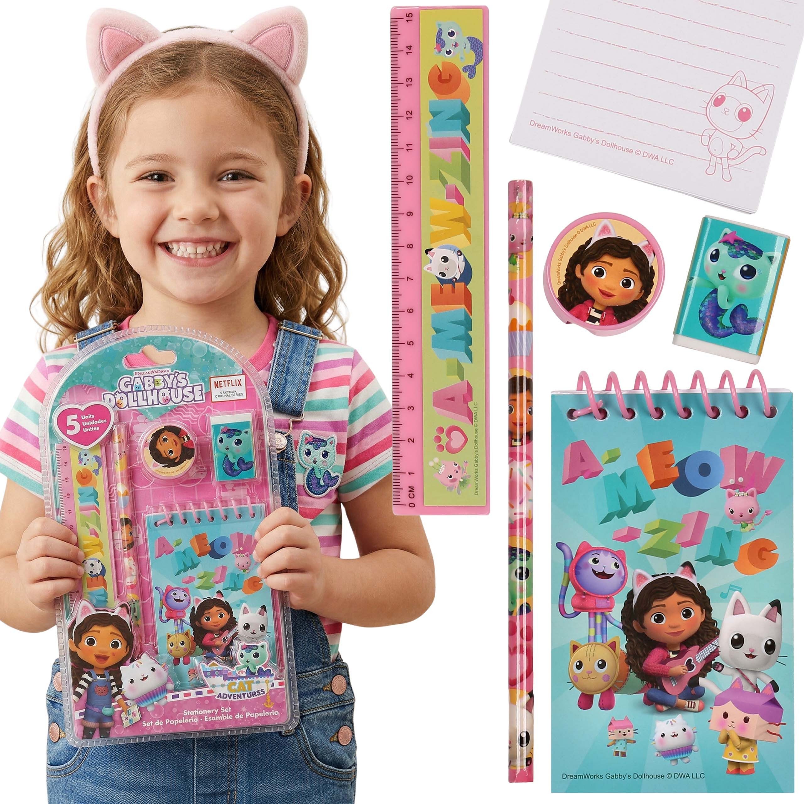 Notizbuch Gabby's Dollhouse Schulset für Mädchen, 5-teiliges Set