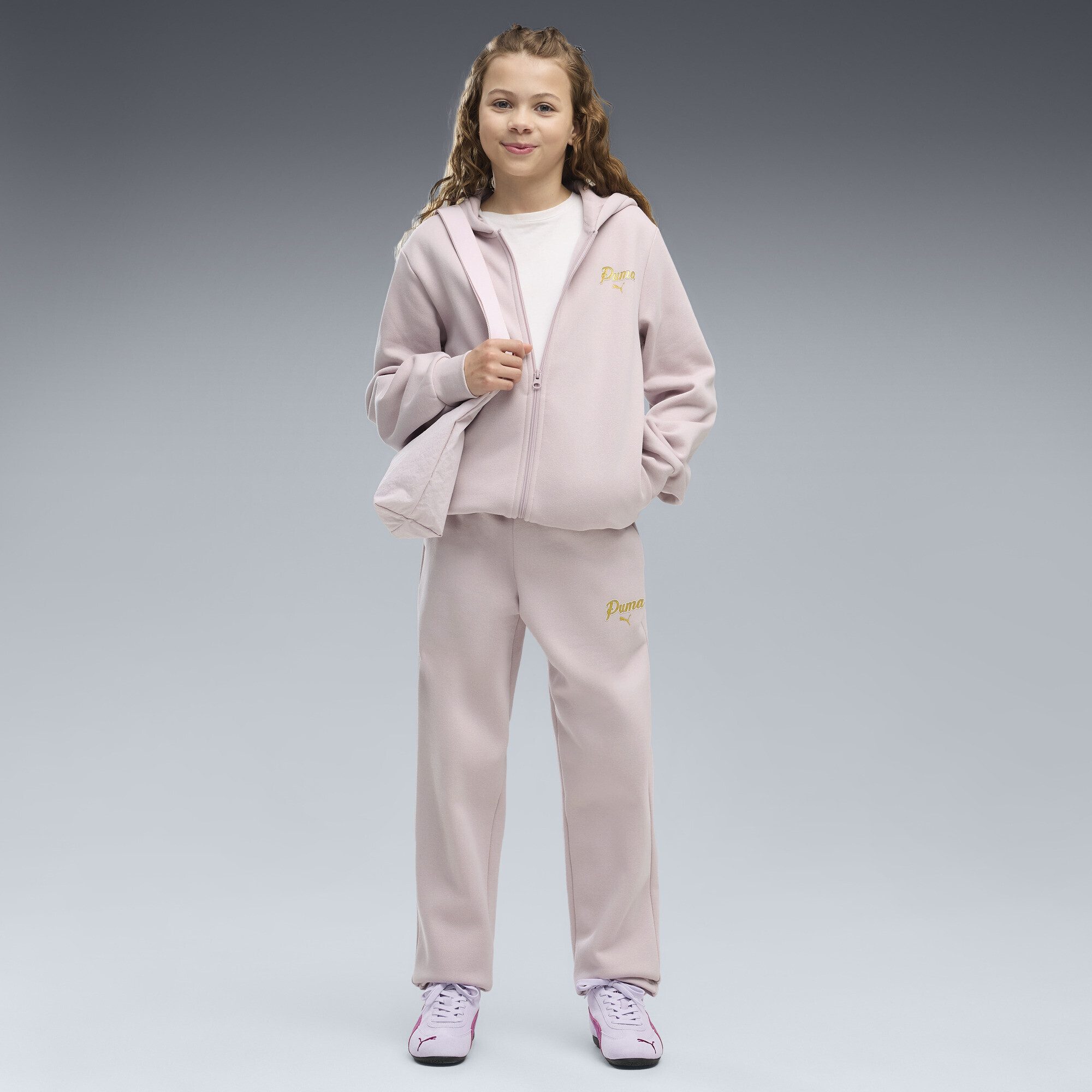 PUMA Jogginganzug Essentials Script Glitter Trainingsanzug Mädchen