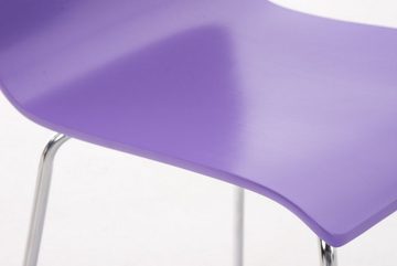 TPFLiving Besucherstuhl Peppo mit ergonomisch geformter Sitzfläche - Konferenzstuhl (Besprechungsstuhl - Warteraumstuhl - Messestuhl), Gestell: Metall chrom - Sitzfläche: Holz lila