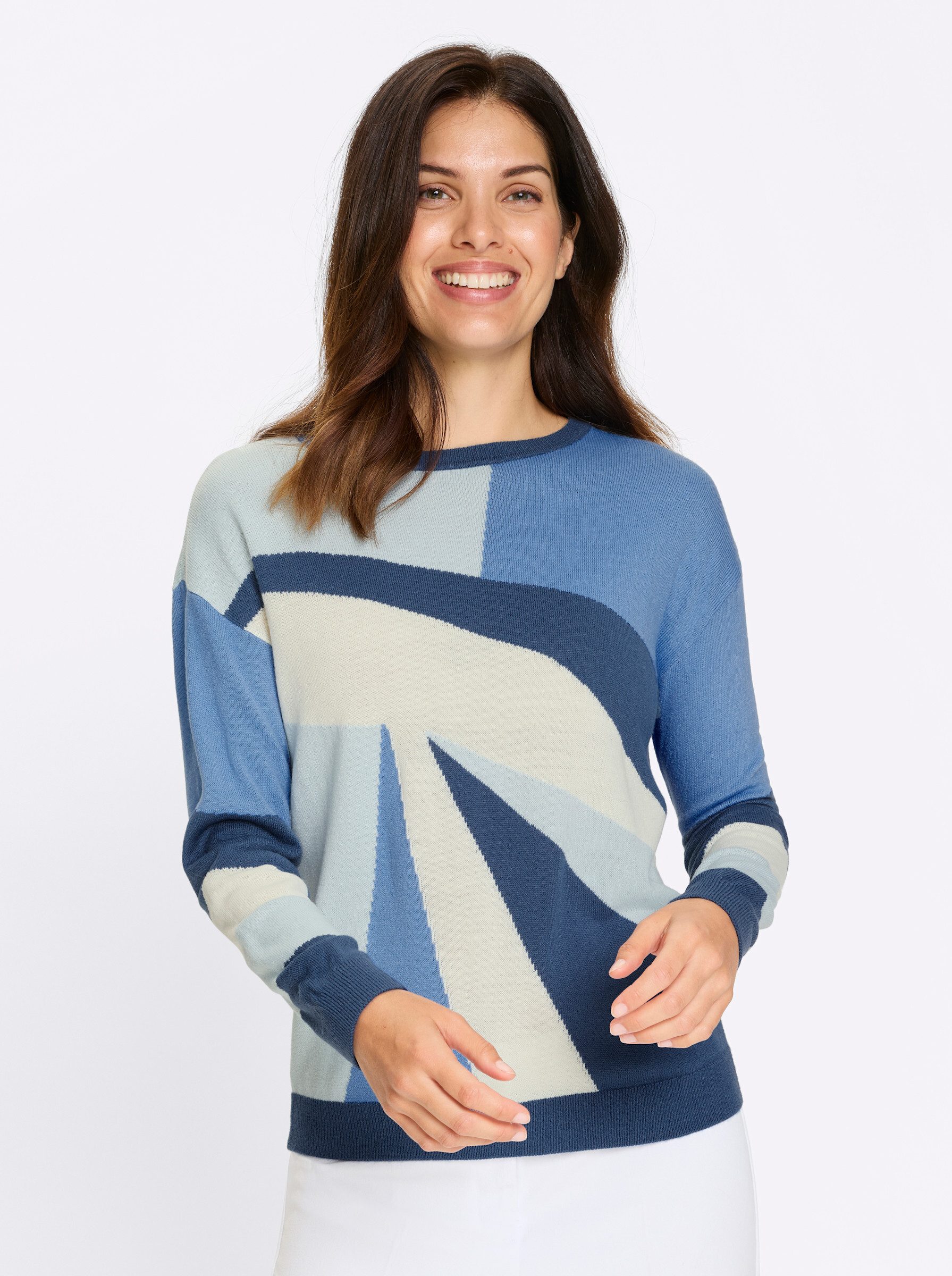 Sieh an! Strickpullover Langarm-Pullover Langarm Intarsien günstig online kaufen