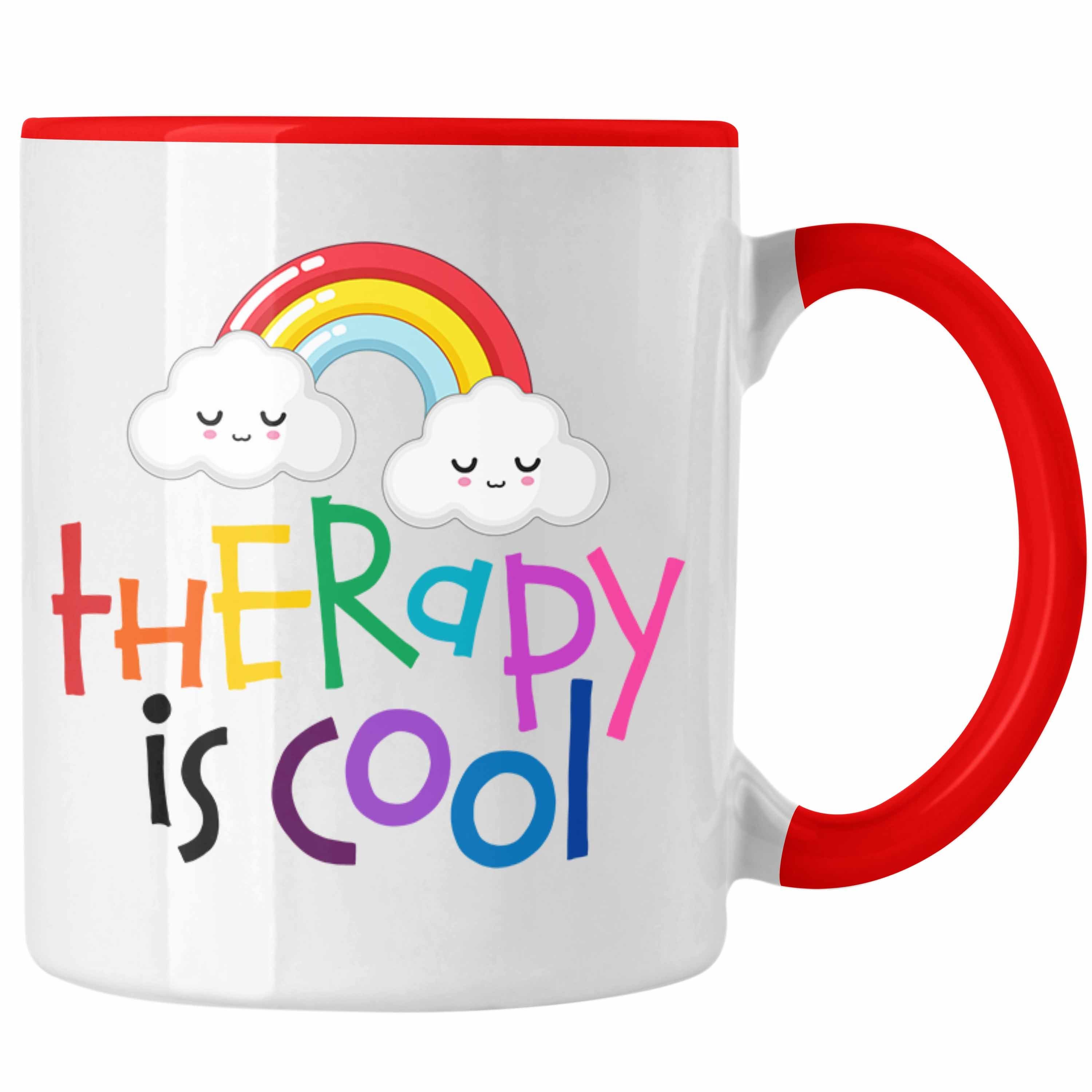 Trendation Tasse "Therapy Is Cool" Tasse Geschenkidee für Psychotherapie-Fans Rot