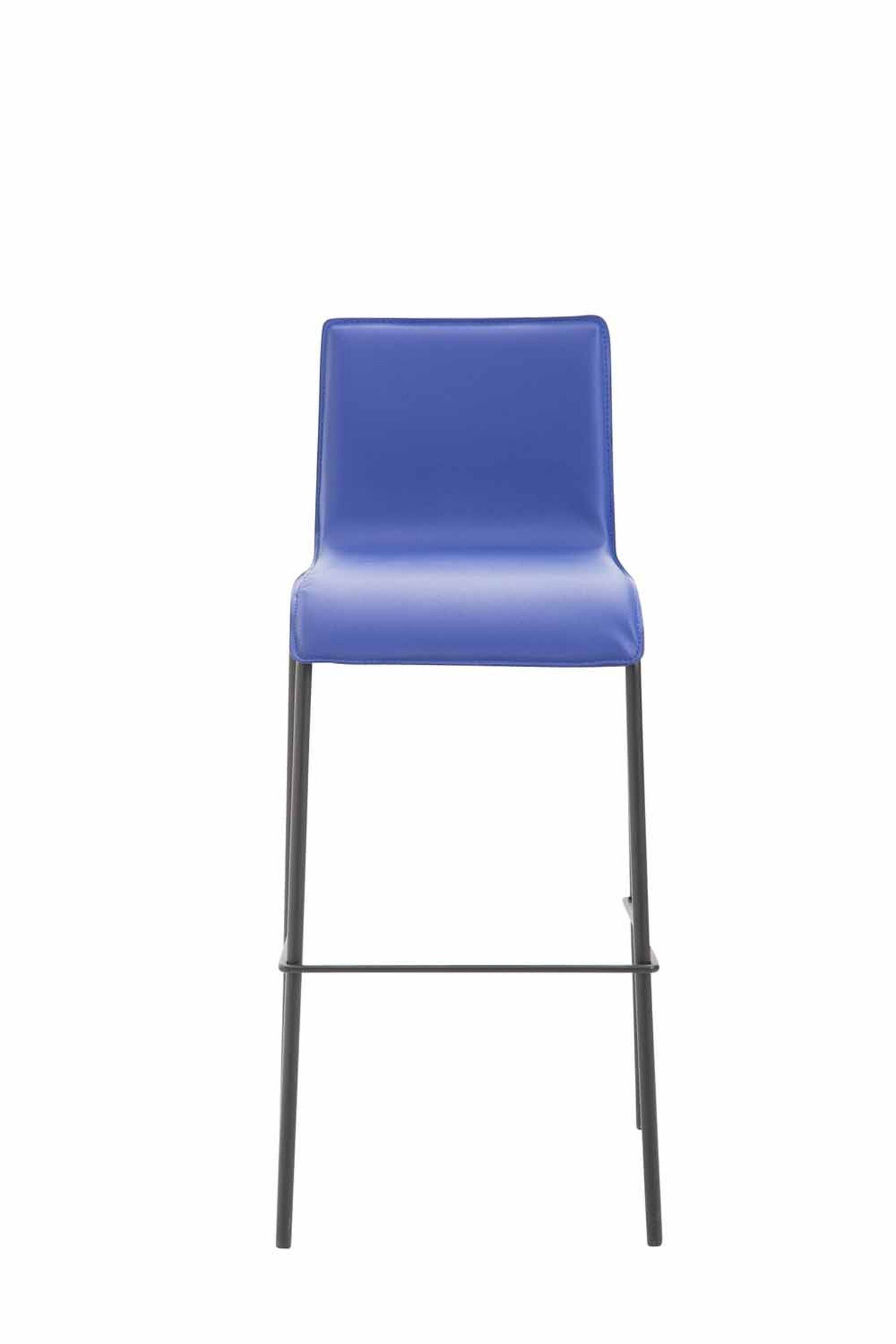TPFLiving Barhocker Kano mit 4-Fuß Blau Kunstleder Metall Küche), & (Barstuhl Theke Fußstütze Sitzfläche: - Gestell Hocker angenehmer für schwarz