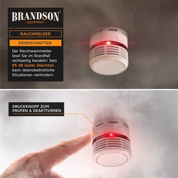 Brandson Rauchmelder (10 Jahre Batterie, Lautstärke 85 db, LED, Prüftaste, TÜV Zertifiziert)
