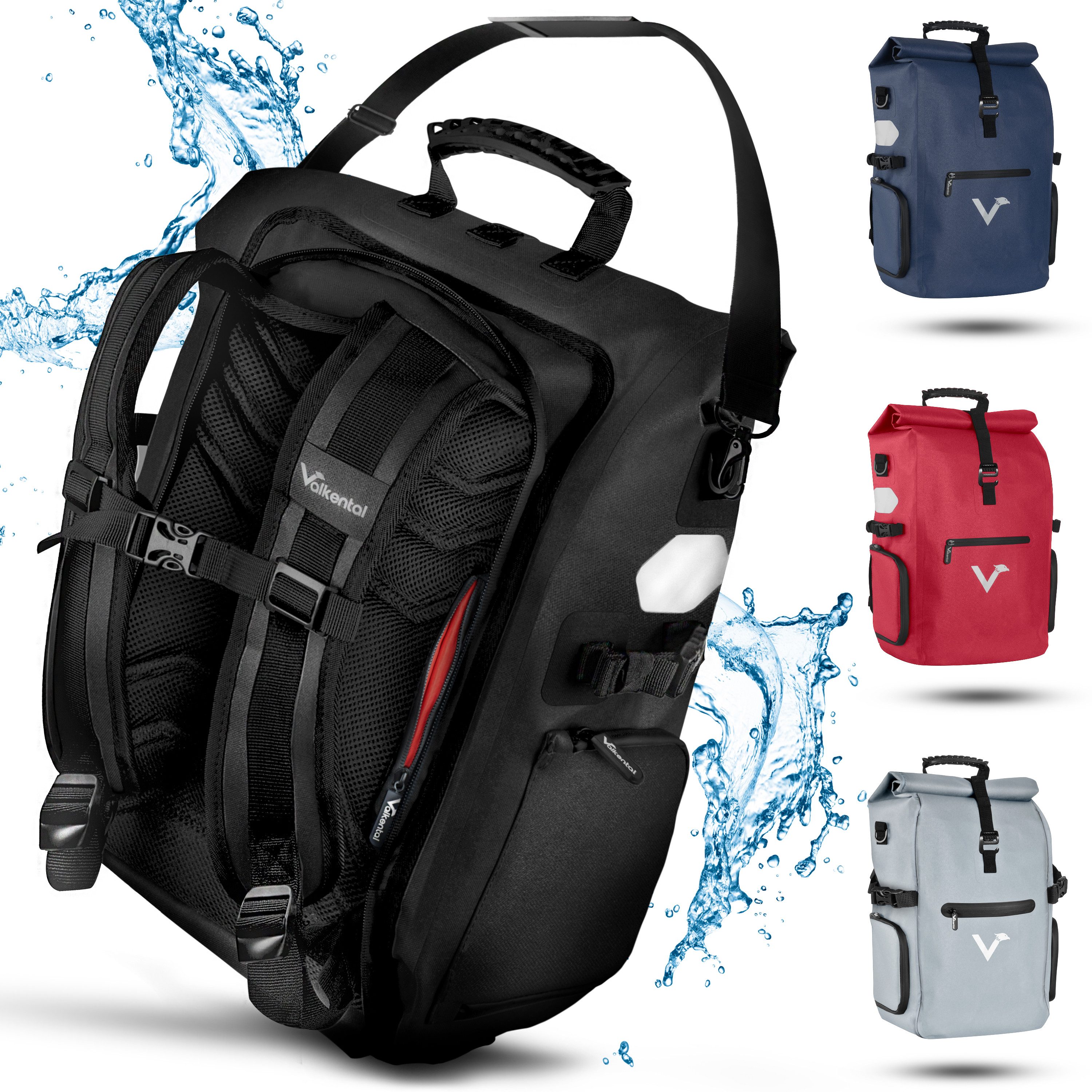 Valkental Fahrradtasche Pro Gepäckträgertasche, Rucksack & Umhängetasche, wasserdicht, Hochwertiges Nylon 23 L