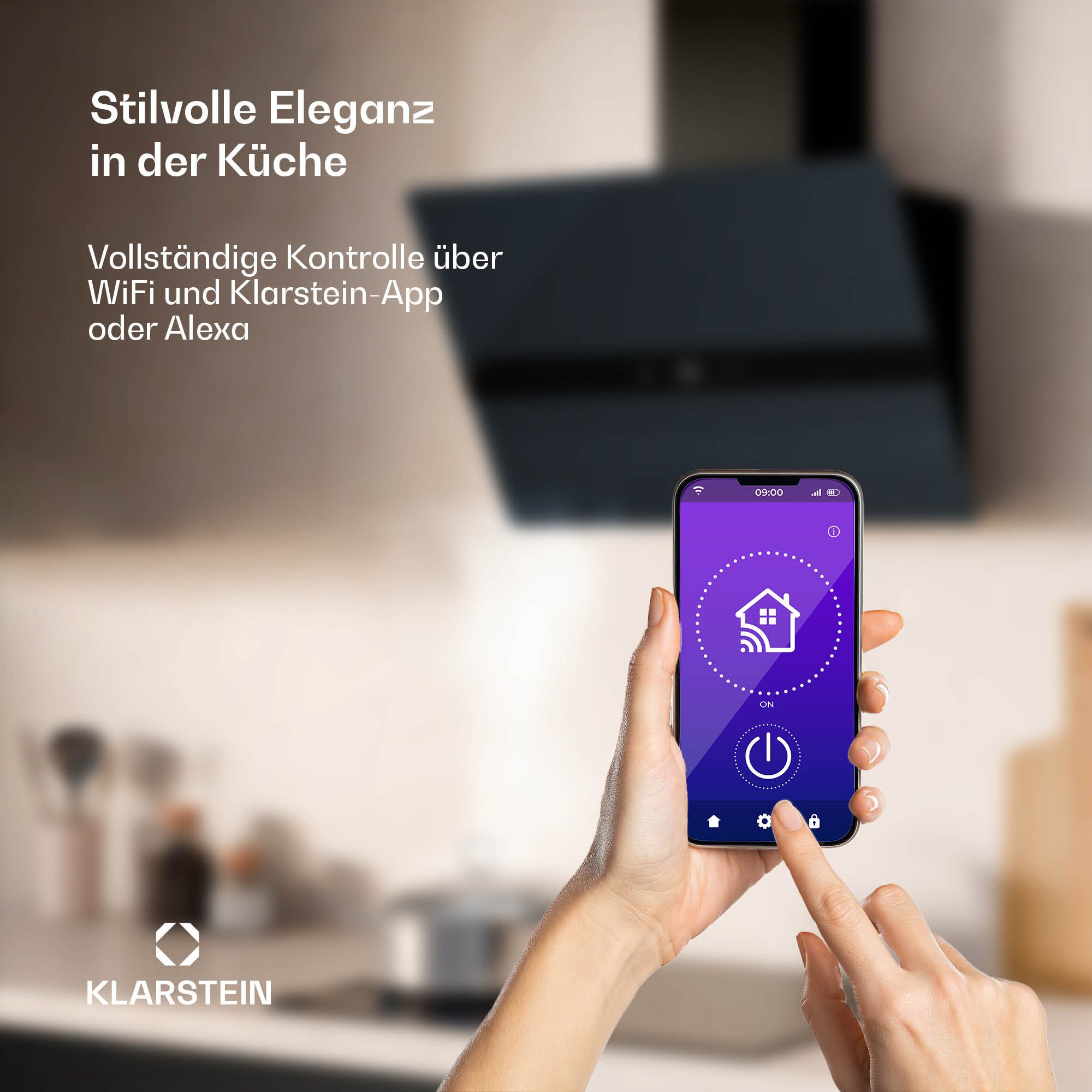 Klarstein Deckenhaube WiFusion 60 Dunstabzugshaube Abzughaube Abluft Umluft LED Wifi App – Bild 5 von 5