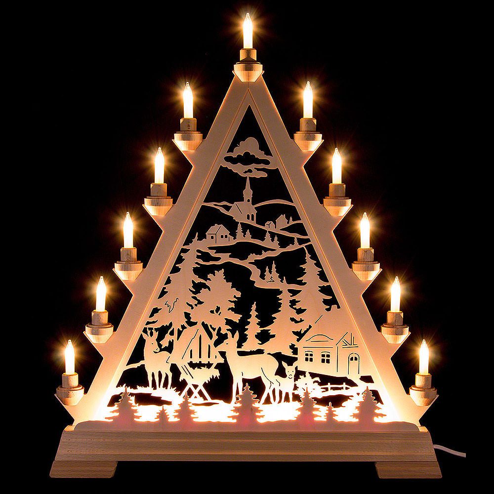 Kunstgewebe Taulin Schwibbogen Lichterspitze Forsthaus (56cm) von Kunstgewerbe Taulin