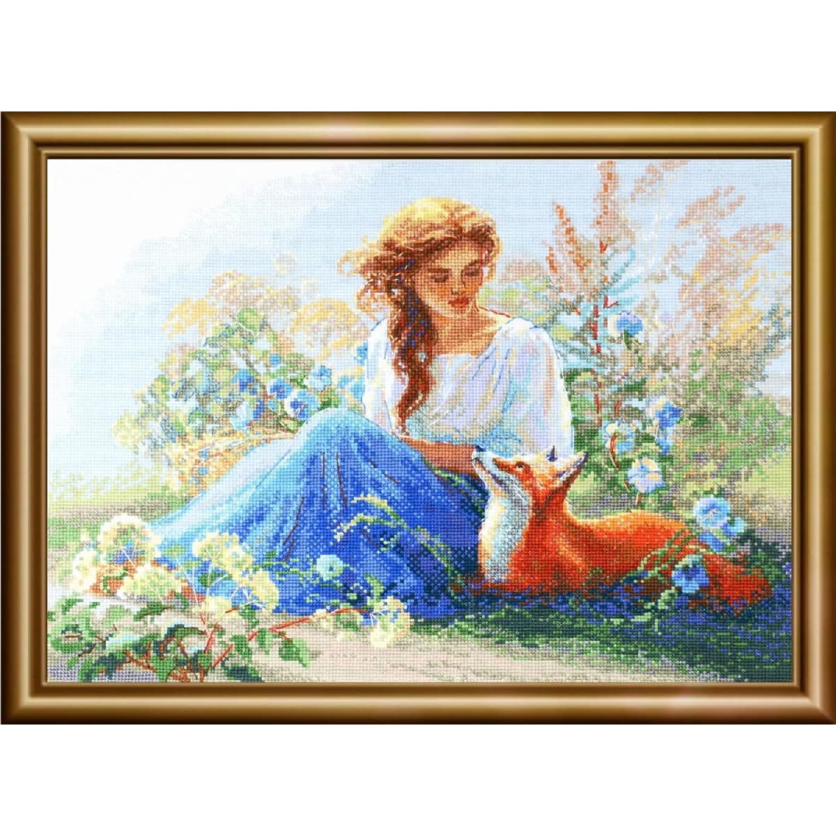 AINE Kreativset Kreuzstich Stickpackung "Mutter Natur", Zählmuster, 40x30cm, (embroidery kit by Marussia)