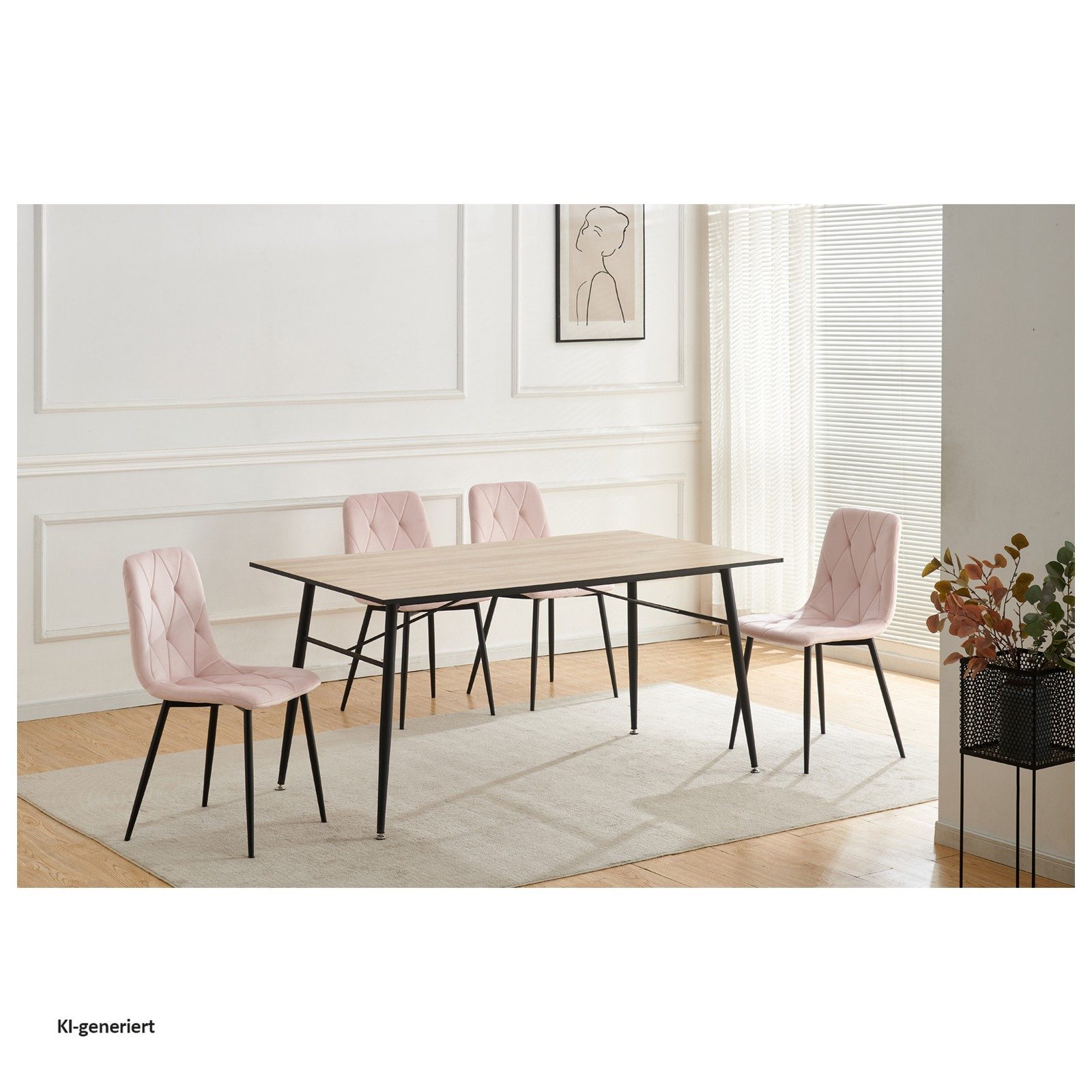 HTI-Living Esszimmerstuhl Stuhl Mesa Eco 4er-Set Velvet Rosa (Set, 4 St), Esszimmerstuhl Samt