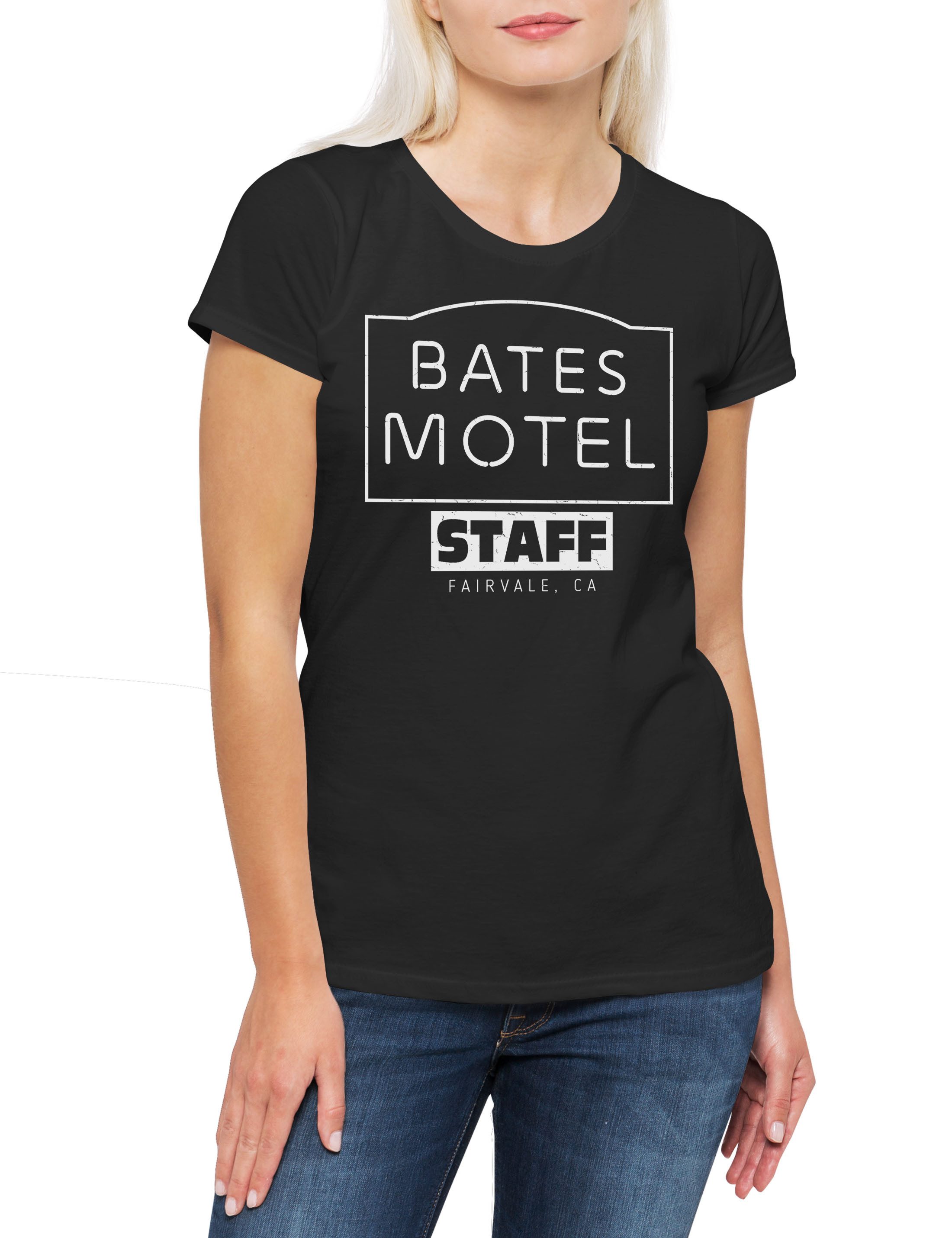 Print-Shirt Slasher Motel Staff Damen T-Shirt Horror Norman Psycho Movie Bates