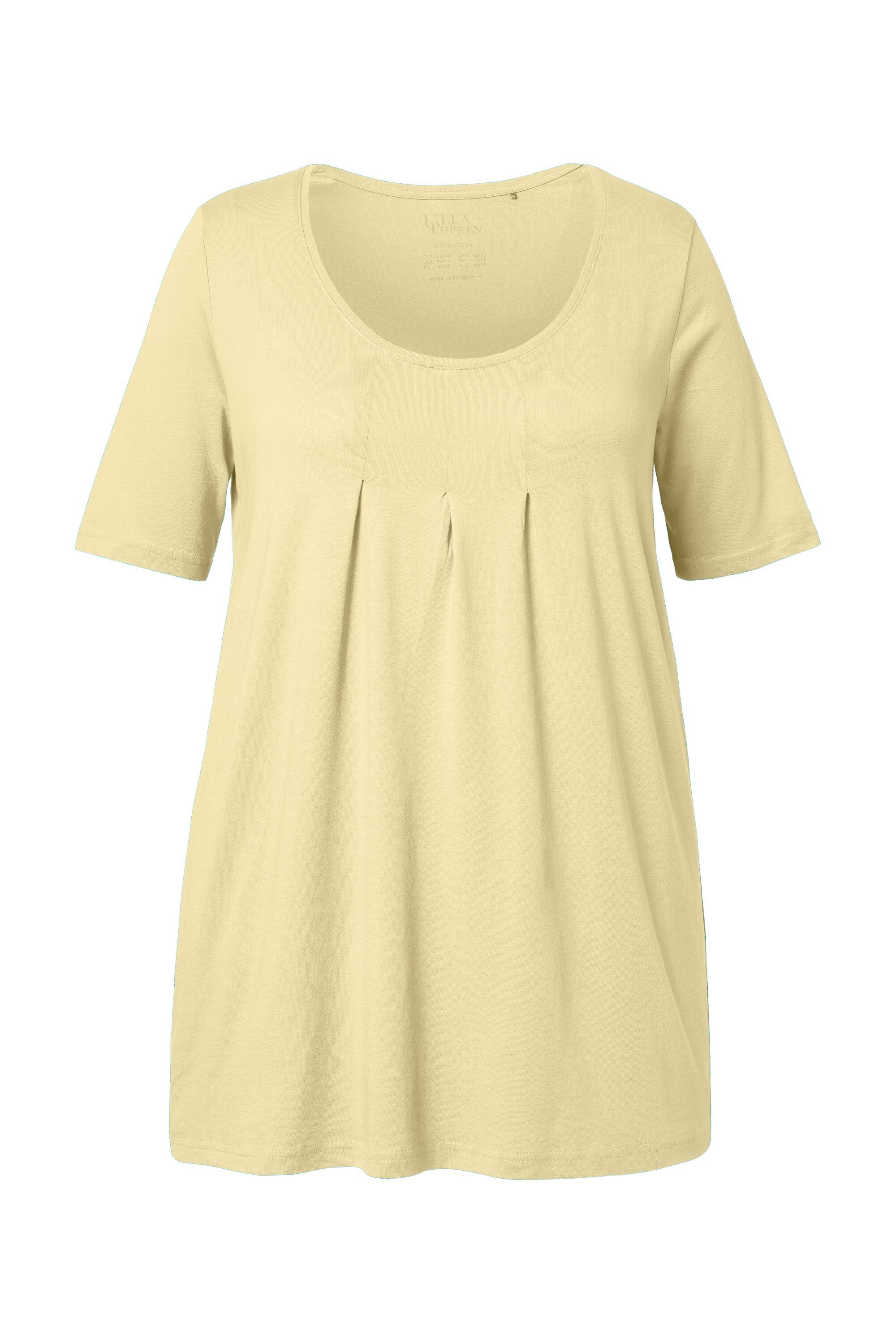 Ulla Popken T-Shirt T-Shirt Zierfalten A-Linie Rundhals Halbarm Modal