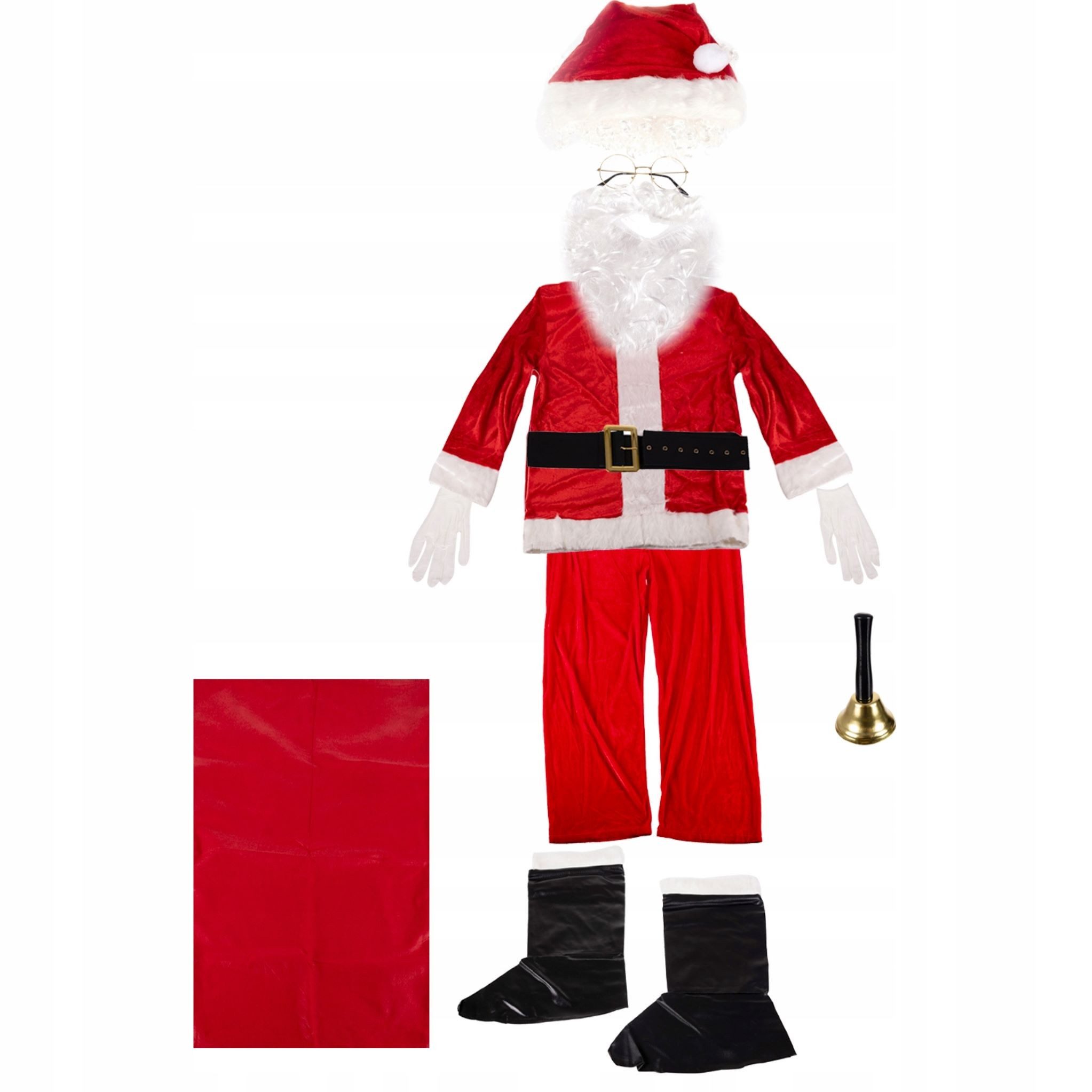 MALATEC Kostüm Professionelles Santa Claus Kostüm, Premium Set (13-teilig) - Velours