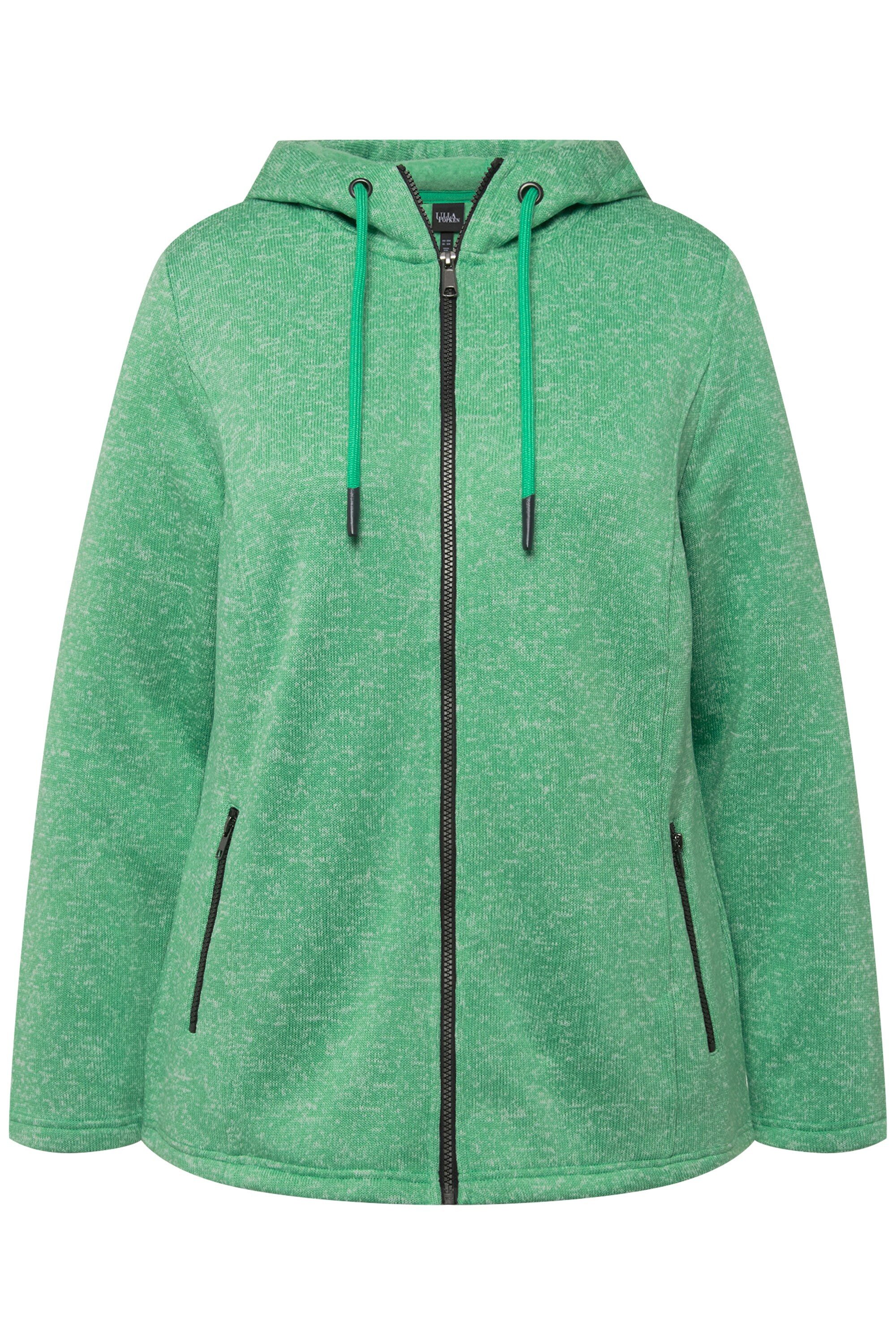 Ulla Popken Sweatjacke Strickfleece-Jacke Kapuze Reißverschlusstaschen günstig online kaufen