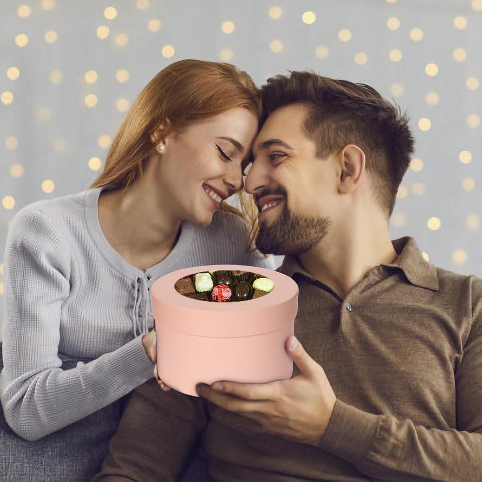LuxusKollektion Geschenkbox Aufbewahrungsbox 4er Set Rund Deckel Geschenkbox Rosa Rosa-2, Geschenk Schachtel