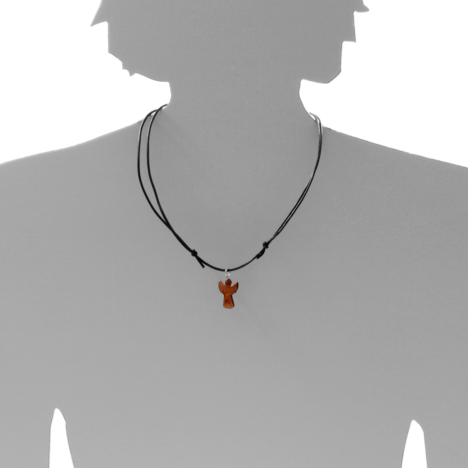 OSTSEE-SCHMUCK Kette mit Anhänger Ostsee-Schmuck Kette mit Anhänger Engel - Lederband (2-tlg)