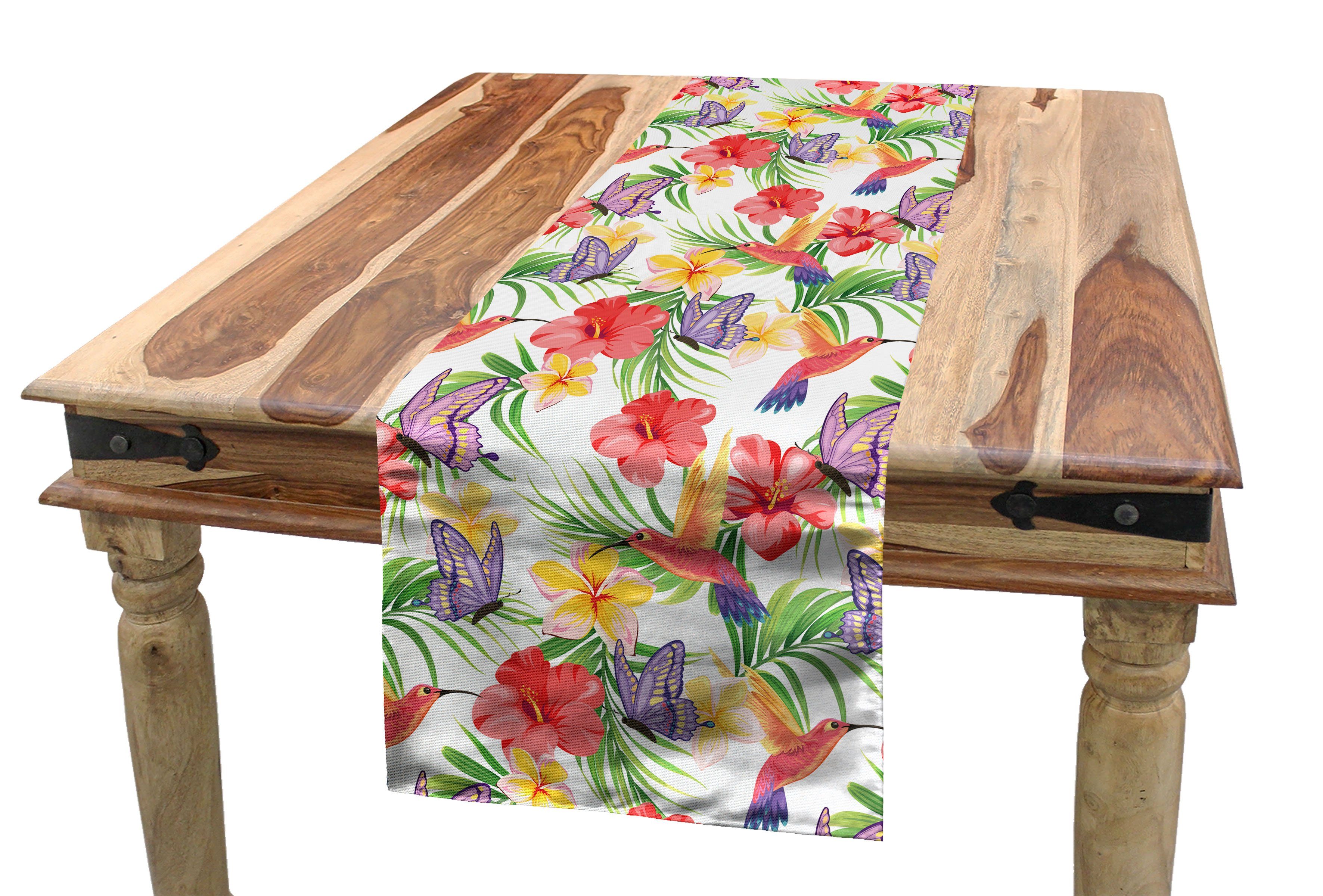 Küche Tischläufer Rechteckiger tropische Abakuhaus Blumen Esszimmer Tischläufer, Plantage Dekorativer Insekten