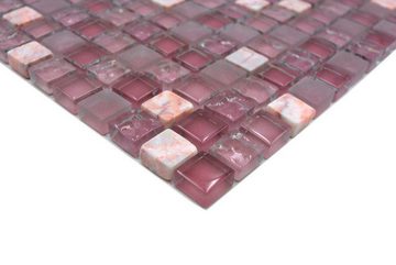 Mosani Mosaikfliesen Glasmosaik Naturstein Mosaikfliese Marmor rosa rose pink