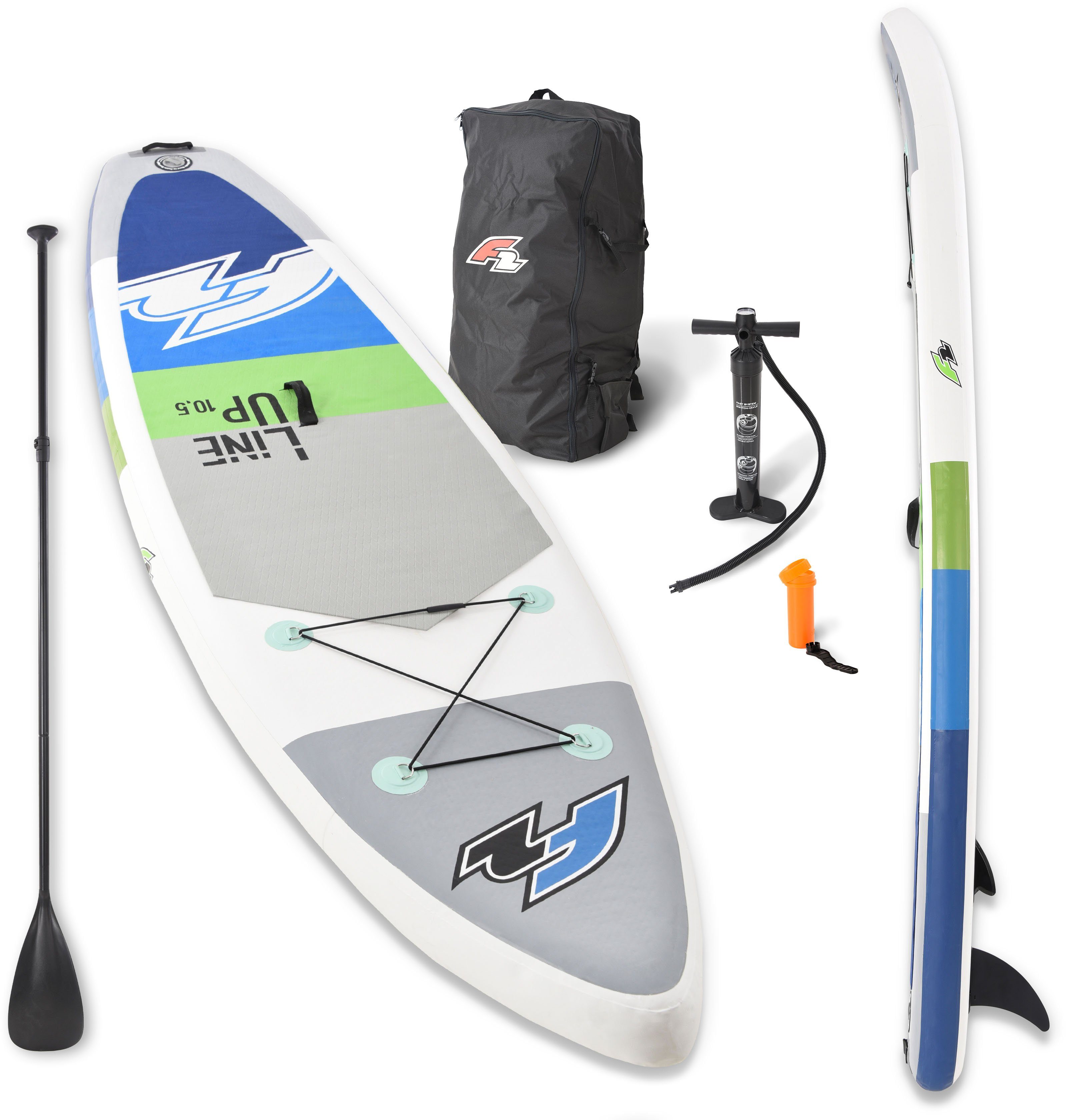 F2 Inflatable SUP-Board F2 Line Up SMO blue mit Carbonpaddel, (Set, 5 tlg) | SUP-Boards