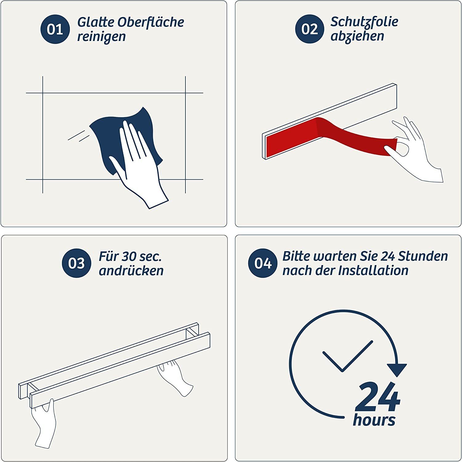 Handtuchstange horizontal/vertikal Praknu Schwarz zum Handtuchhalter Kleben 40cm