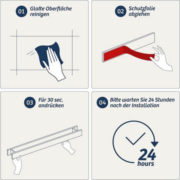 Praknu Handtuchstange Handtuchhalter Schwarz zum Kleben 40cm horizontal/vertikal