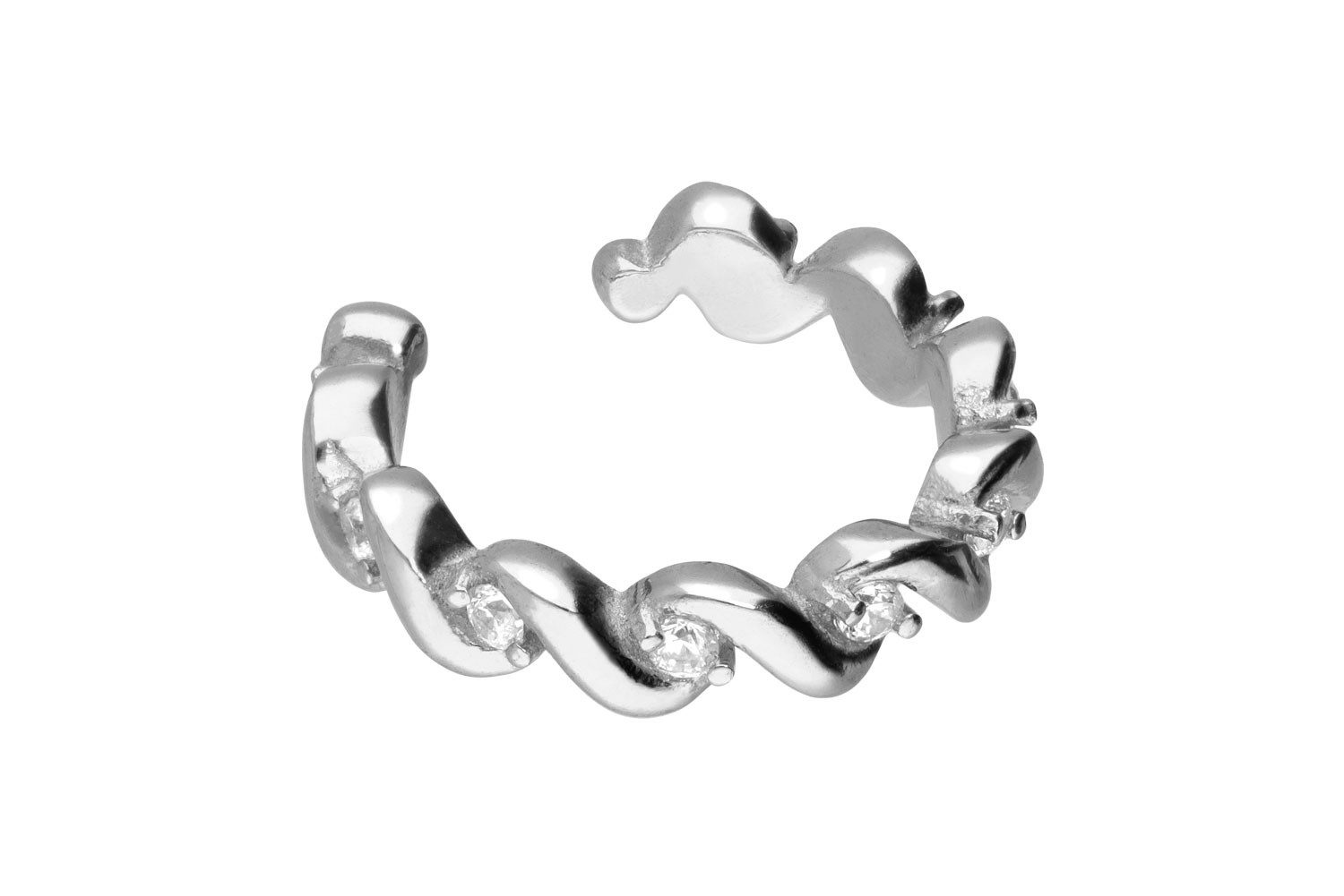 PIERCINGLINE Fake-Spirale Chirurgenstahl Fake Ohrring GEFLOCHTEN + EINGEFASSTE KRISTALLE (Fake Piercing-Ringe, 1-tlg)
