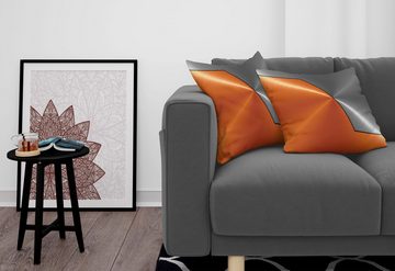 Kissenbezüge Modern Accent Doppelseitiger Digitaldruck, Abakuhaus (2 Stück), Orange Grau Maschinen Moderne 3D
