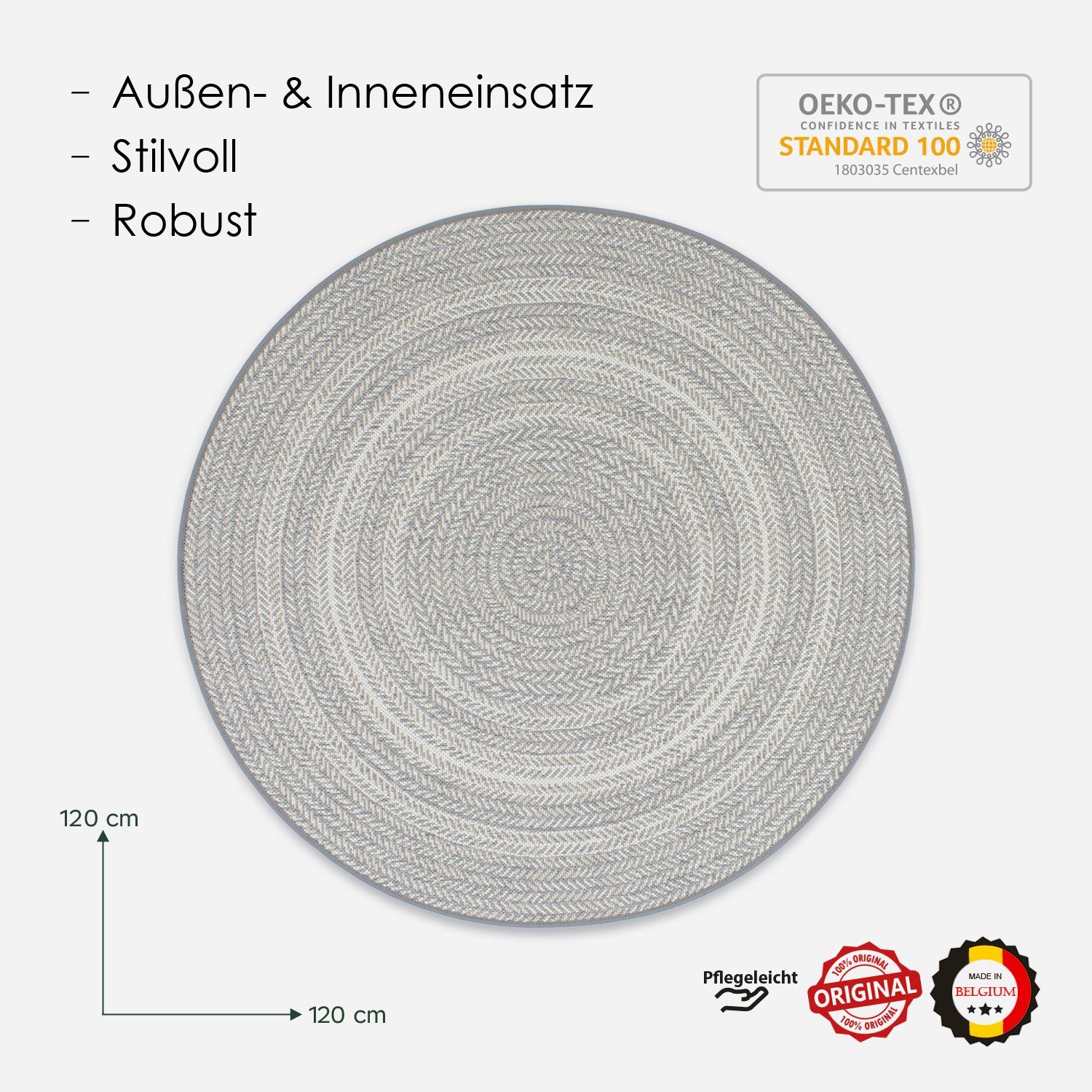 DomDeco Teppich In- & Outdoor Teppich Rund Roundabout, Ø120 cm