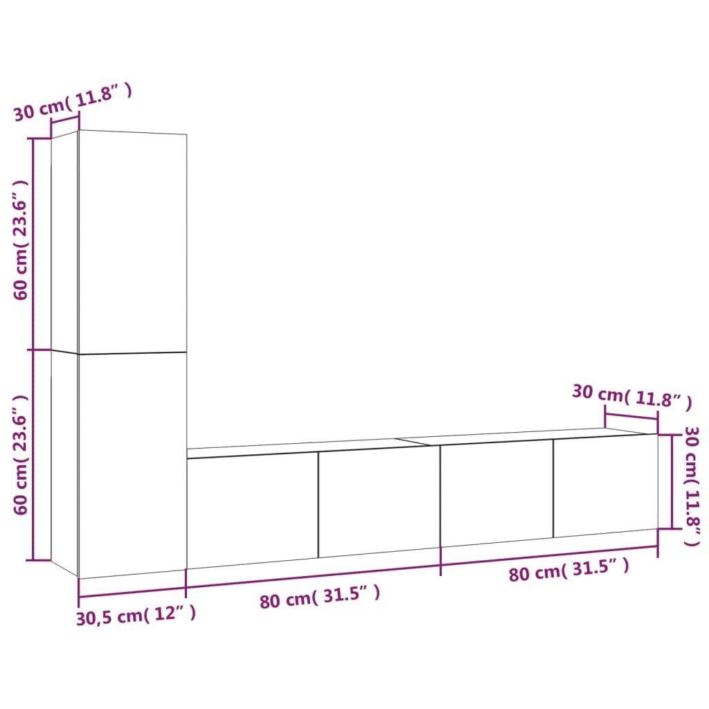 (4-St) Sonoma vidaXL TV-Schrank 4-tlg. Holzwerkstoff Sonoma-Eiche Eiche TV-Schrank-Set