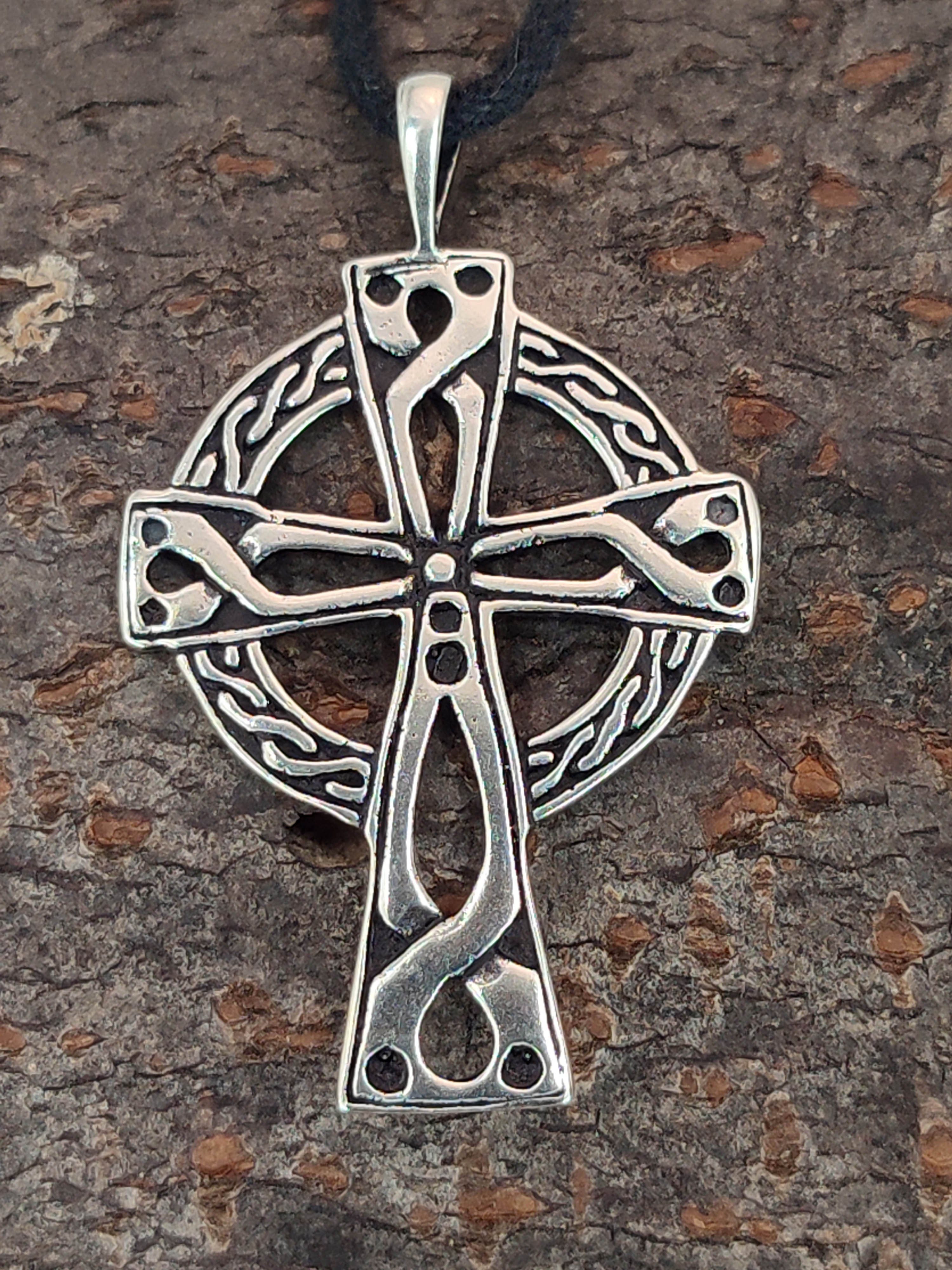 Keltenkreuz of Sterling Kiss Kettenanhänger Keltisch Leather Kreuz Kelten 925 Silber