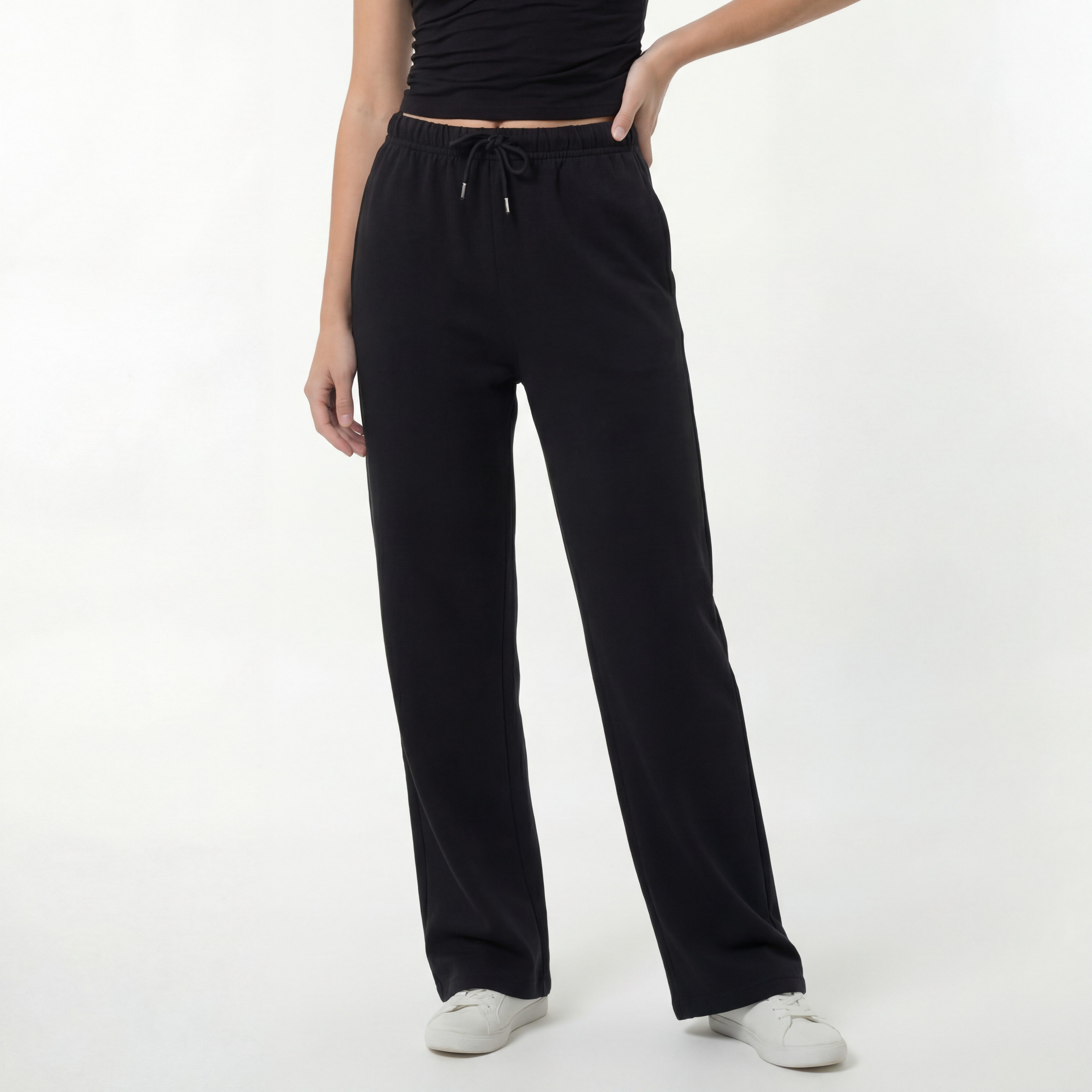 R-CAMP Sweathose Jogginghose Damen Lang Weite Sporthose Weites Bein Baumwolle Bequeme Wide Leg