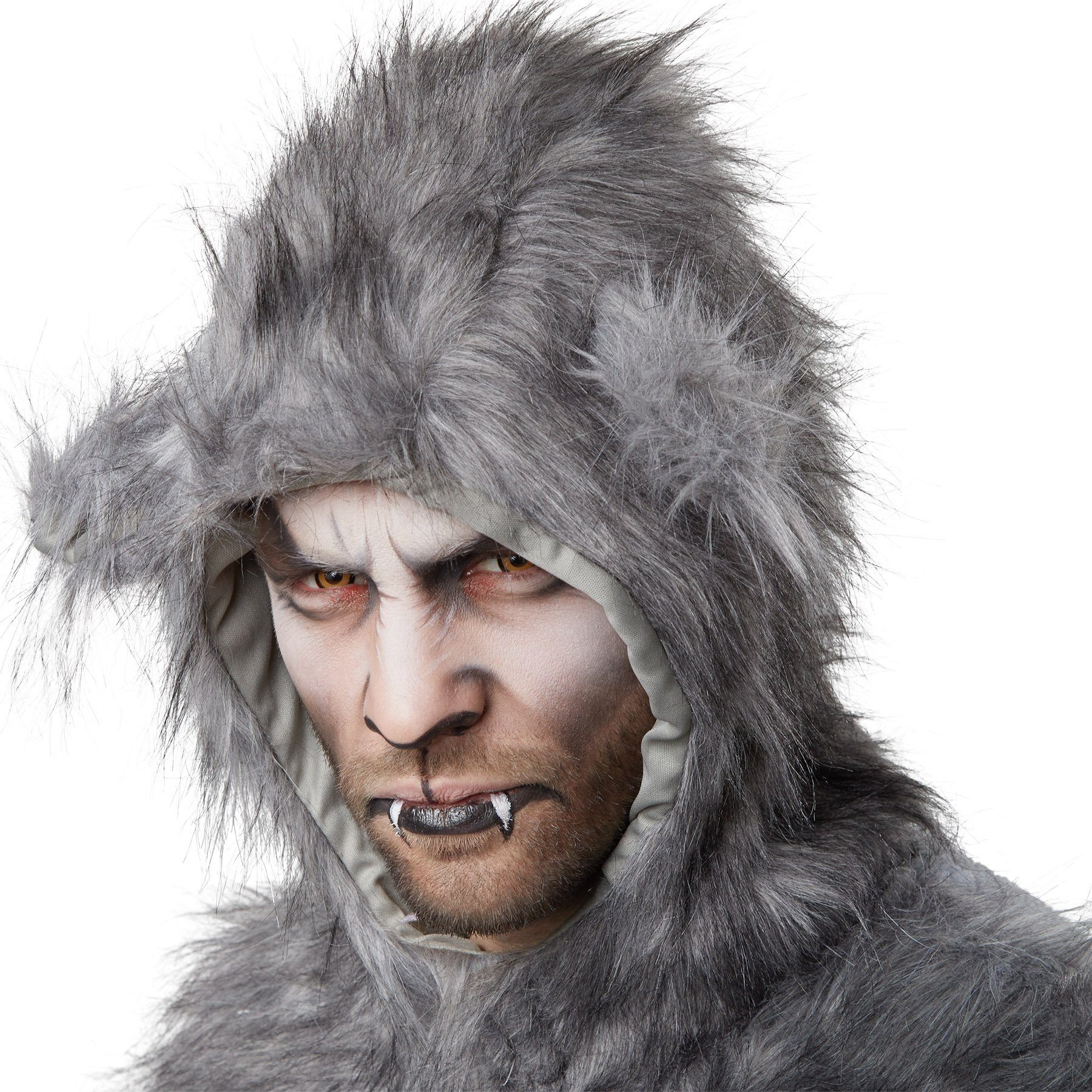 dressforfun Kostüm Unisexkostüm Wilder Wolf, Overall aus hellgrauem, aufgerauten und warmen Stoff