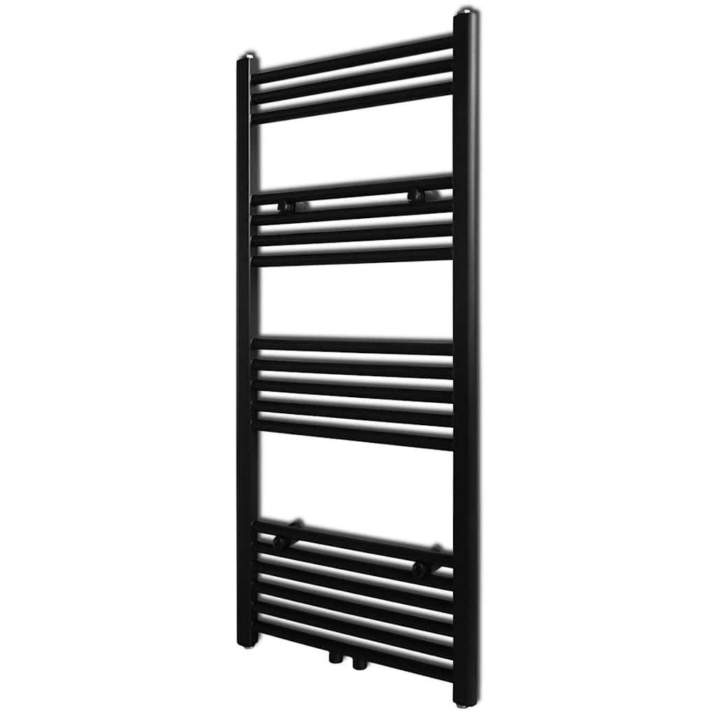 vidaXL Heizkörper Handtuchheizkörper Warmwasser Gerade Schwarz 500x1160 mm