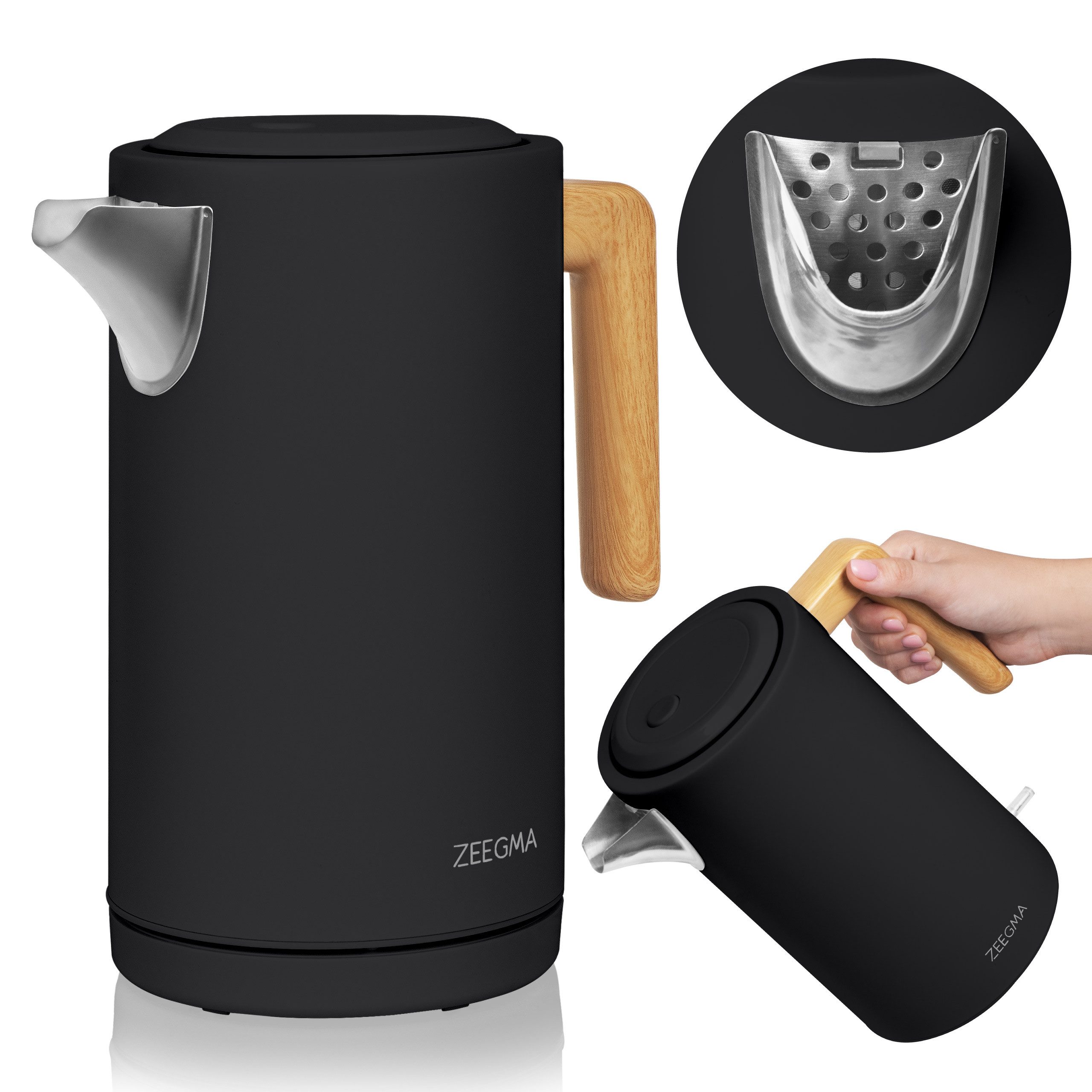 Zeegma Wasserkocher KETLEE, 2200,00 W, Schnelles Erhitzen/Ergonomischer Griff/Profilierter Ausguss