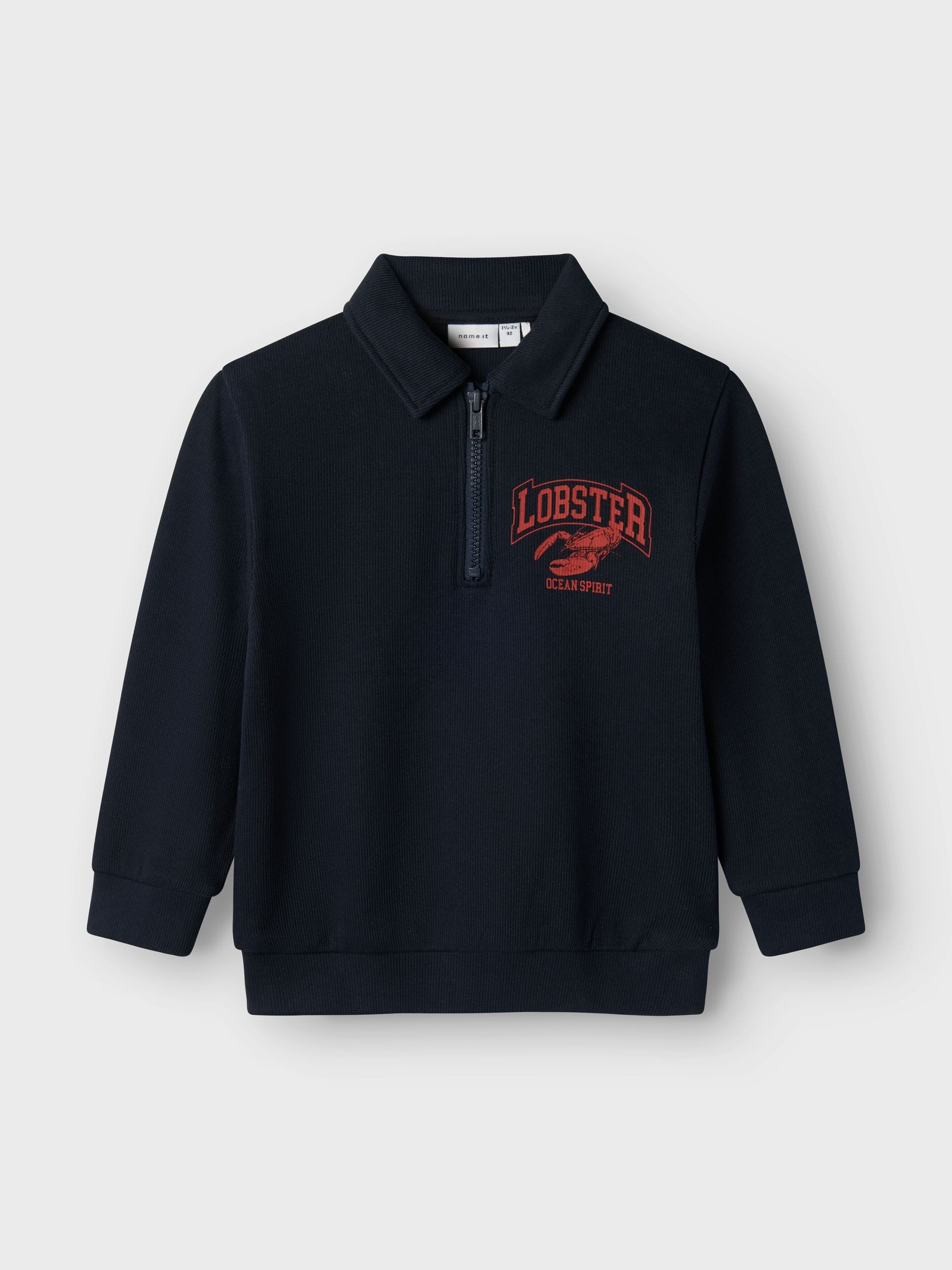 Name It Langarmshirt Halbarm-Poloshirt mit Reißverschluss und Lobster-Print NMMFREDDY NREG SWEAT UNB