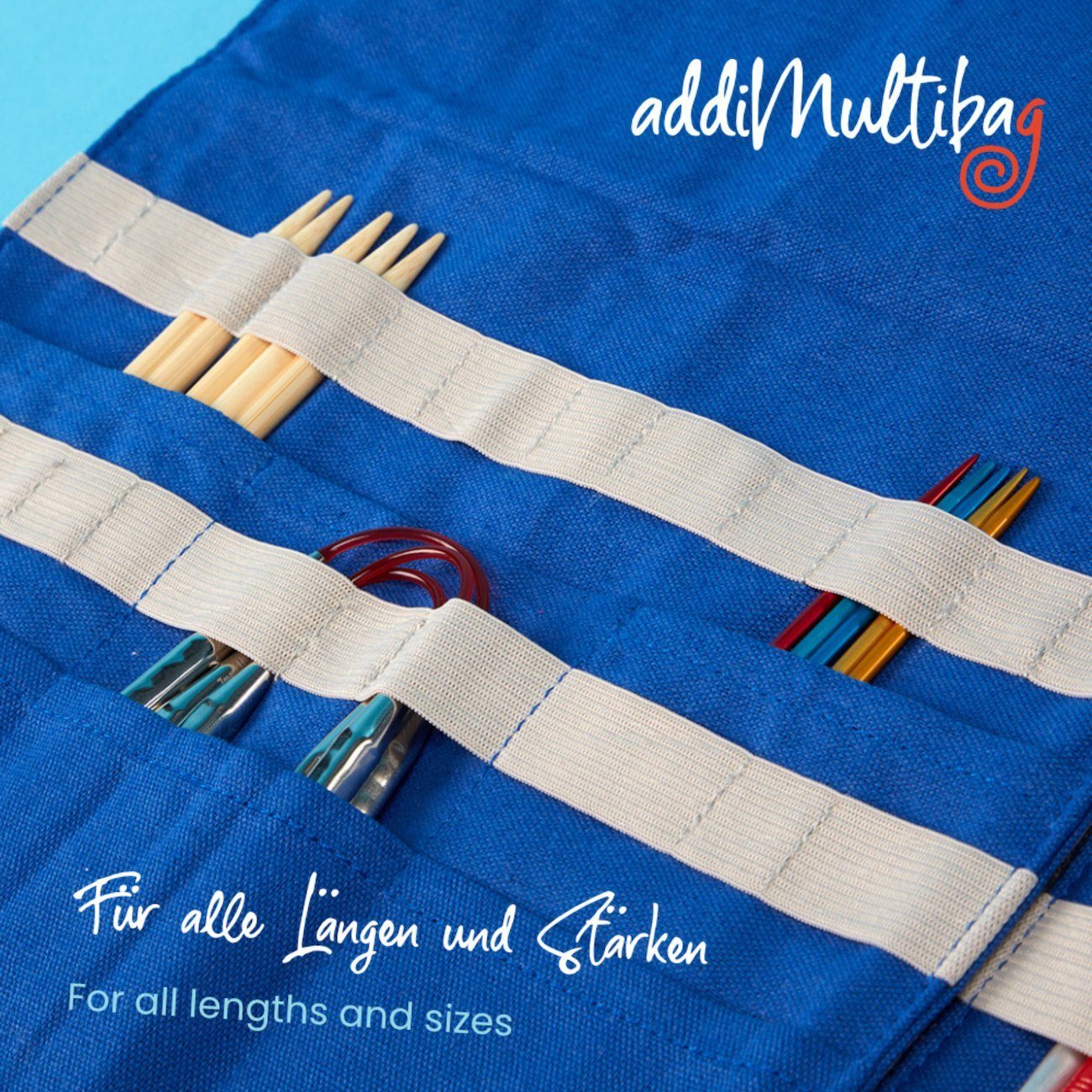 addi Stecknadeln addiMultibag Roll-Etui, Vielseitiges Nadel- und Zubehör-Roll-Etui aus Baumwolle