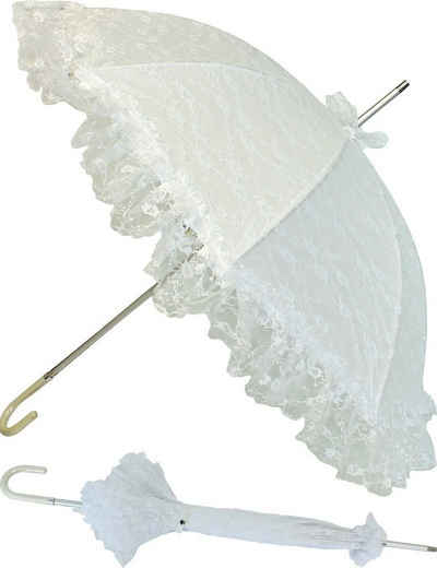 HAPPY RAIN Stockregenschirm Hochzeitsschirm Brautschirm Damen Spitzenborte, das besondere Accessoire für jede Braut