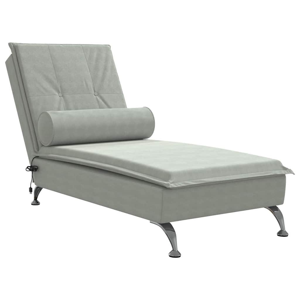 vidaXL Chaiselongue Massage-Chaiselongue mit Nackenrolle Hellgrau günstig online kaufen