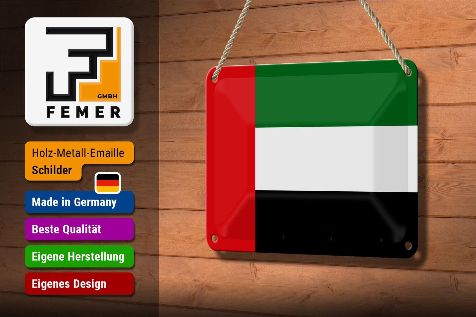 Femer GmbH Metallschild Flagge Vereinigten Arabischen Emirate 18x12cm, (1 St), gewölbte Oberfläche, abgerundete Ecken, umgeschlagene Kanten