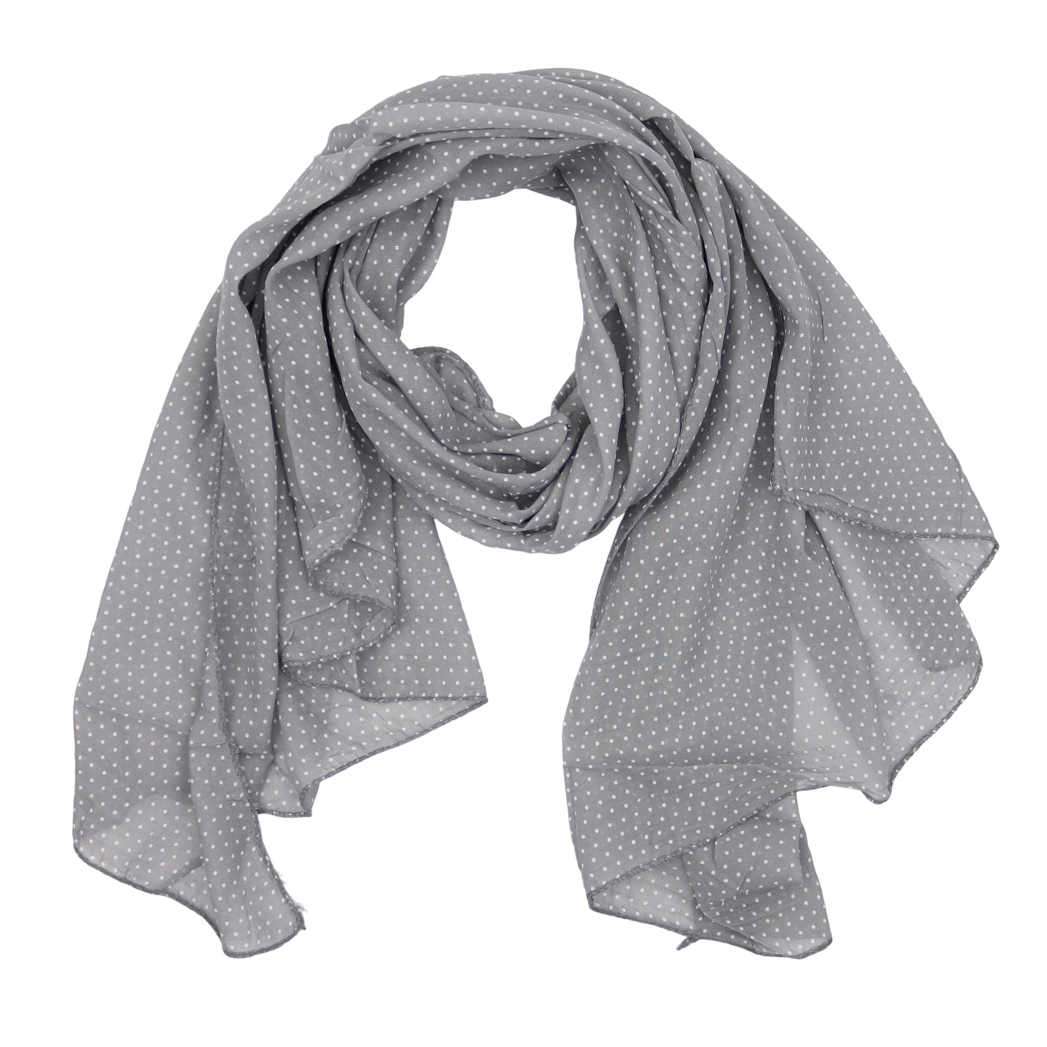 MIRROSI Modeschal Asymmetrischer Schal, Made in Italy 20% Seide 80% Baumwolle, (ca. 170x77cm; Leicht und bequem, zeitlos Pünktchen Muster), Damen Halstuch Stola ideal für Frühling, Sommer und Herbst