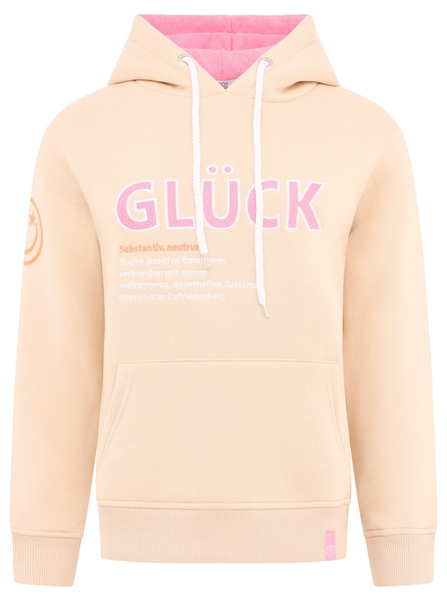 Zwillingsherz Hoodie "Glück" mit Schriftzug Glück günstig online kaufen